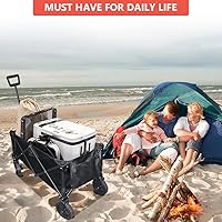 Vista 7 de Carro utilitario con ruedas plegable, carrito compacto con mango ajustable, multiusos para jardín, picnic, campamento, compras de festivales