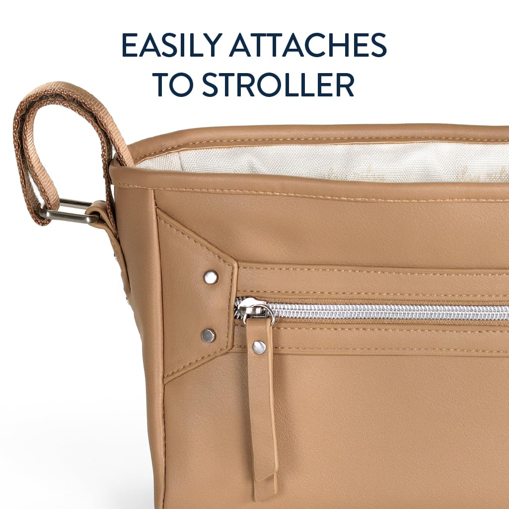 Itzy Ritzy Verstellbarer Kinderwagen-Organizer – Kinderwagen-Organizer-Tasche mit Fronttasche mit Reißverschluss, 2 integrierten Innentaschen und verstellbaren Riemen, passend für fast jeden