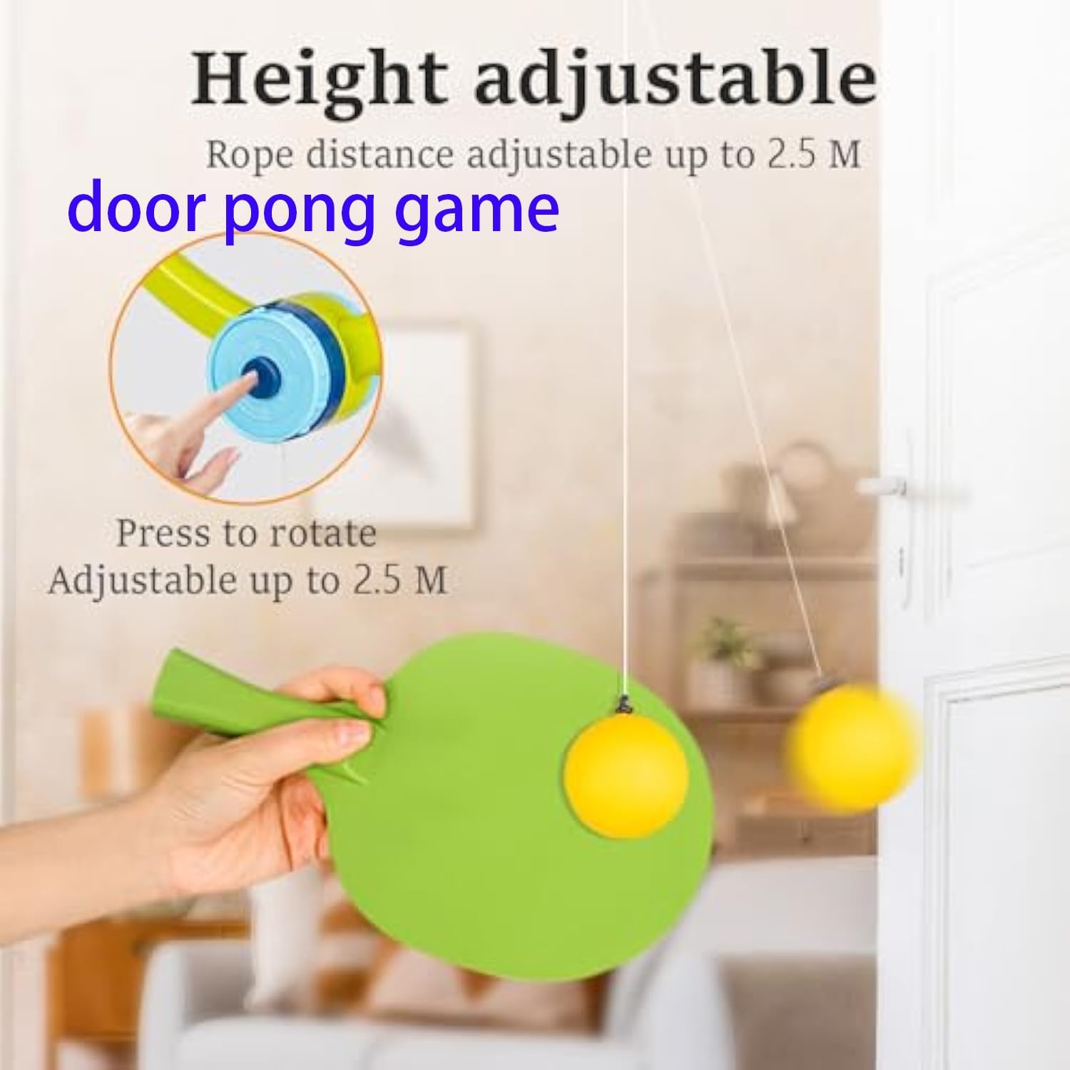 Door Pong Game for Kids, Door Ping Pong Game Over The Door, 2026 Hanging Table Tennis Trainer Portable Set, Adjustable Hanging Table Tennis Trainer, Trainer 6 Balls,Racket
