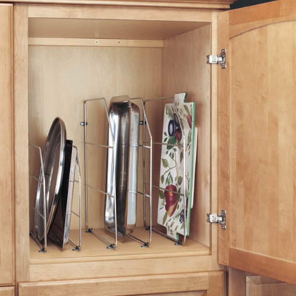 Rev-A-Shelf 12-inch white metal tray divider with clips