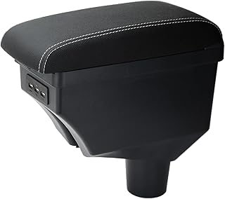 YJYWZH Armrest for Toyota Aygo X 2021-2024, Double Layer Centre Console Storage Box, Armrest, Centre Armrest, Black, Easy to Install (Black with White)