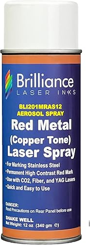 Brilliance Laser Inks BLI201 - Spray de marcado láser de 12 onzas, color rojo, permanente de alto contraste, para máquina grabadora láser de fibra,