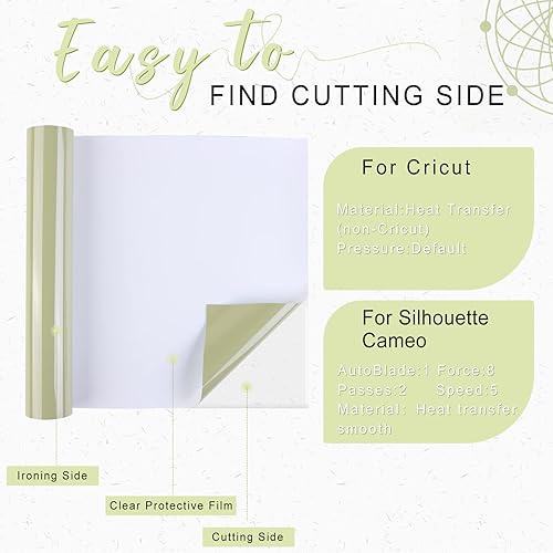 Miniatura 7 de Tintnut Vinilo de transferencia de calor de invierno verde pera de invierno, rollo HTV de 10 pulgadas x 6 pies, vinilo HTV de color sólido para