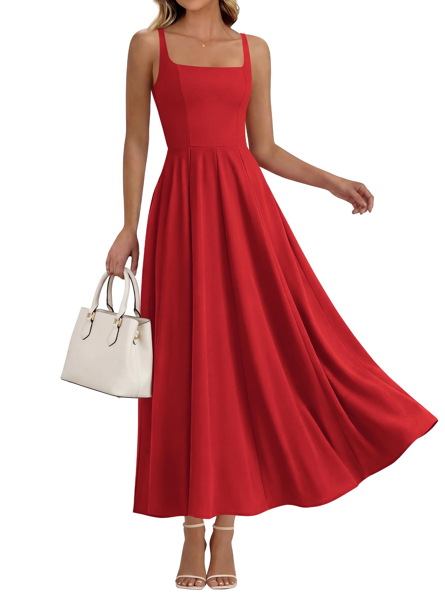 Women Summer Square Neck Maxi Dress Spring 2026 Elegant Classy Sleeveless Formal Wedding Guest Cocktail Dresses
