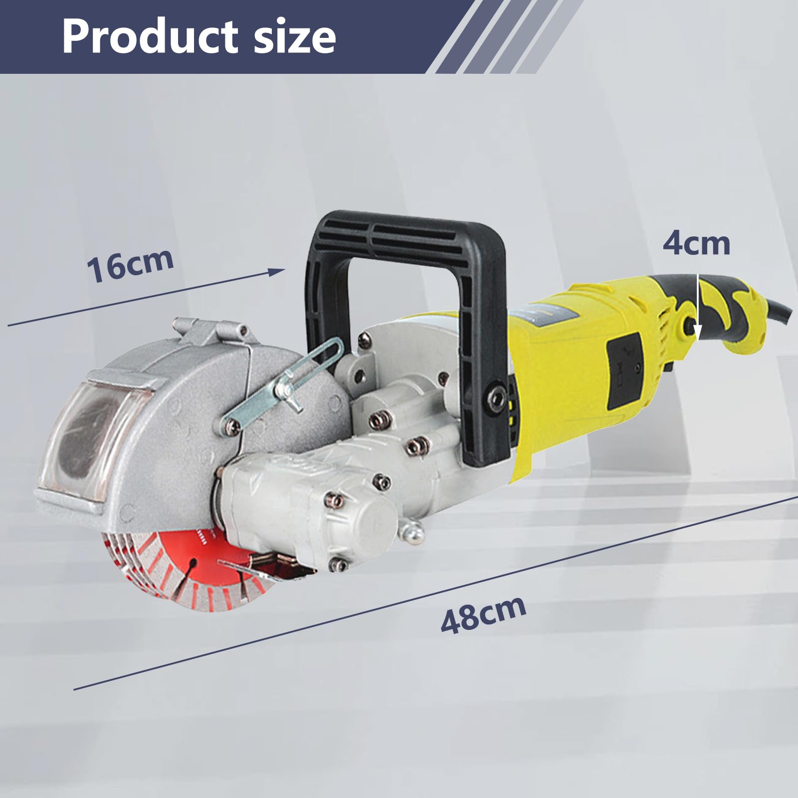 Mauernutfräse,4000W Elektrische Mauernutfräse Schlitzfräse, 7500rpm-einstellbare Tiefe/Breite-5×125mm Blätter, Wasserpumpe mit 3m Schlauch-Staubfrei mit Absauganschluss, für Beton, Marmor, Ziegel.