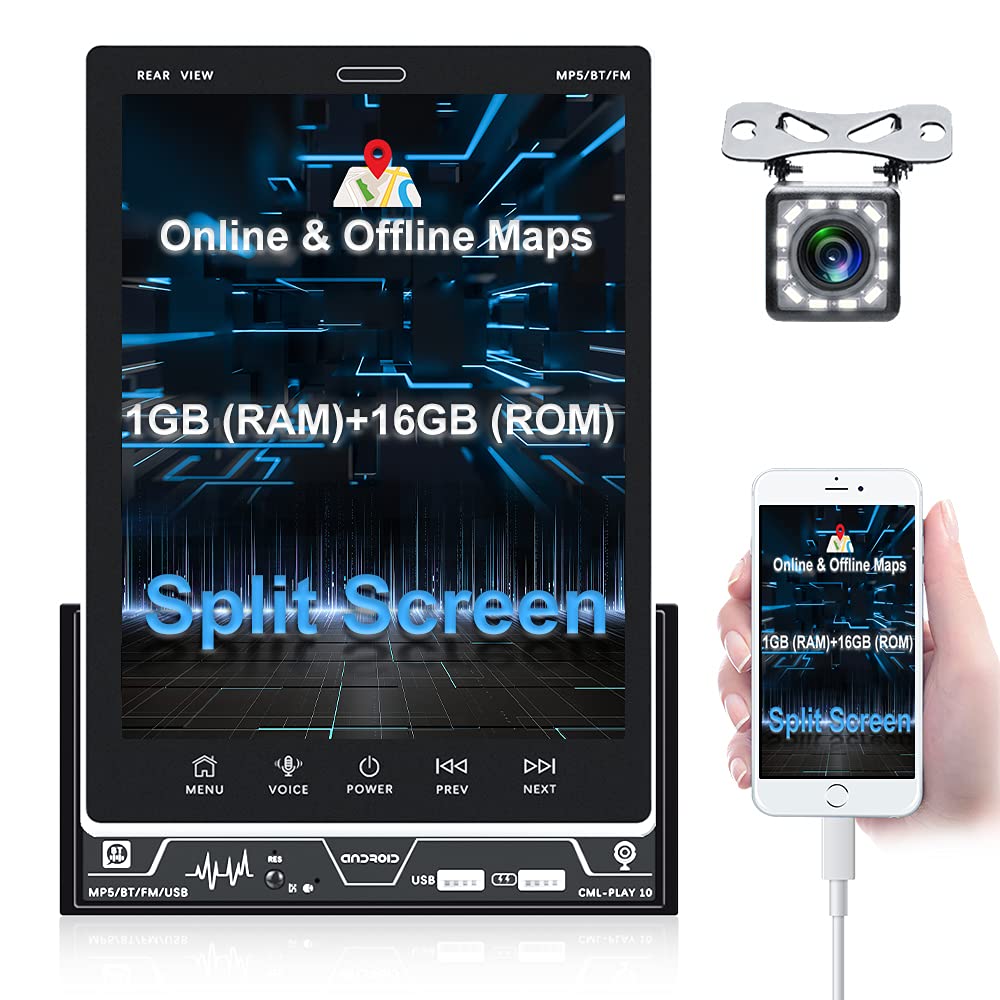 Buy CAMECHO Double Din Android Car Radio with GPS 9.5 Inch Vertical