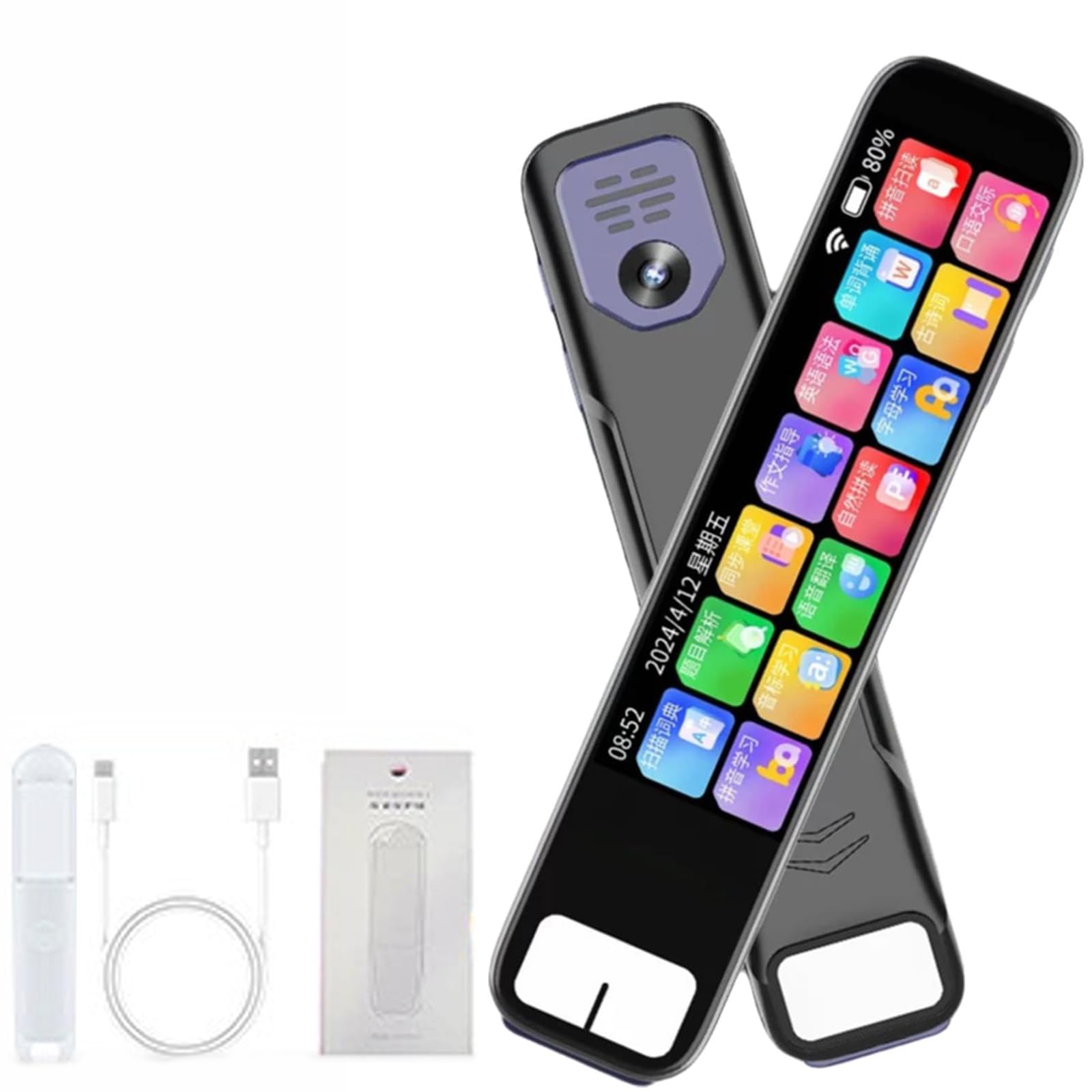 Scan Sense Pen, ScanSense AI Smart Pen - Instant AI Answers for Math, History & More Offline Translation (60+ Languages), Camera, Bluetooth, Music & File Storage, Translator Scanner (Grey)