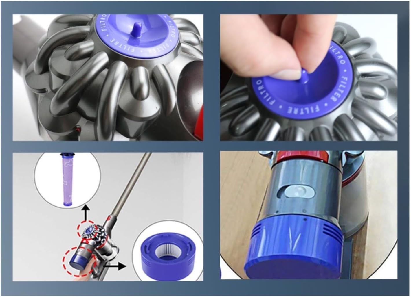 Roller Brush & Washable HEPA Filter Compatible with DC Durable Vacuum Accessories Compatible for Dyson V6 V7 V8 V10 V11 V12 Slim V15 Replacement(Large)