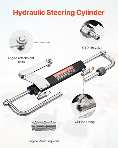 Miniatura 30 de VEVOR Hydraulic Steering Kit 300HP, Hydraulic Boat Steering Kit Helm Pump