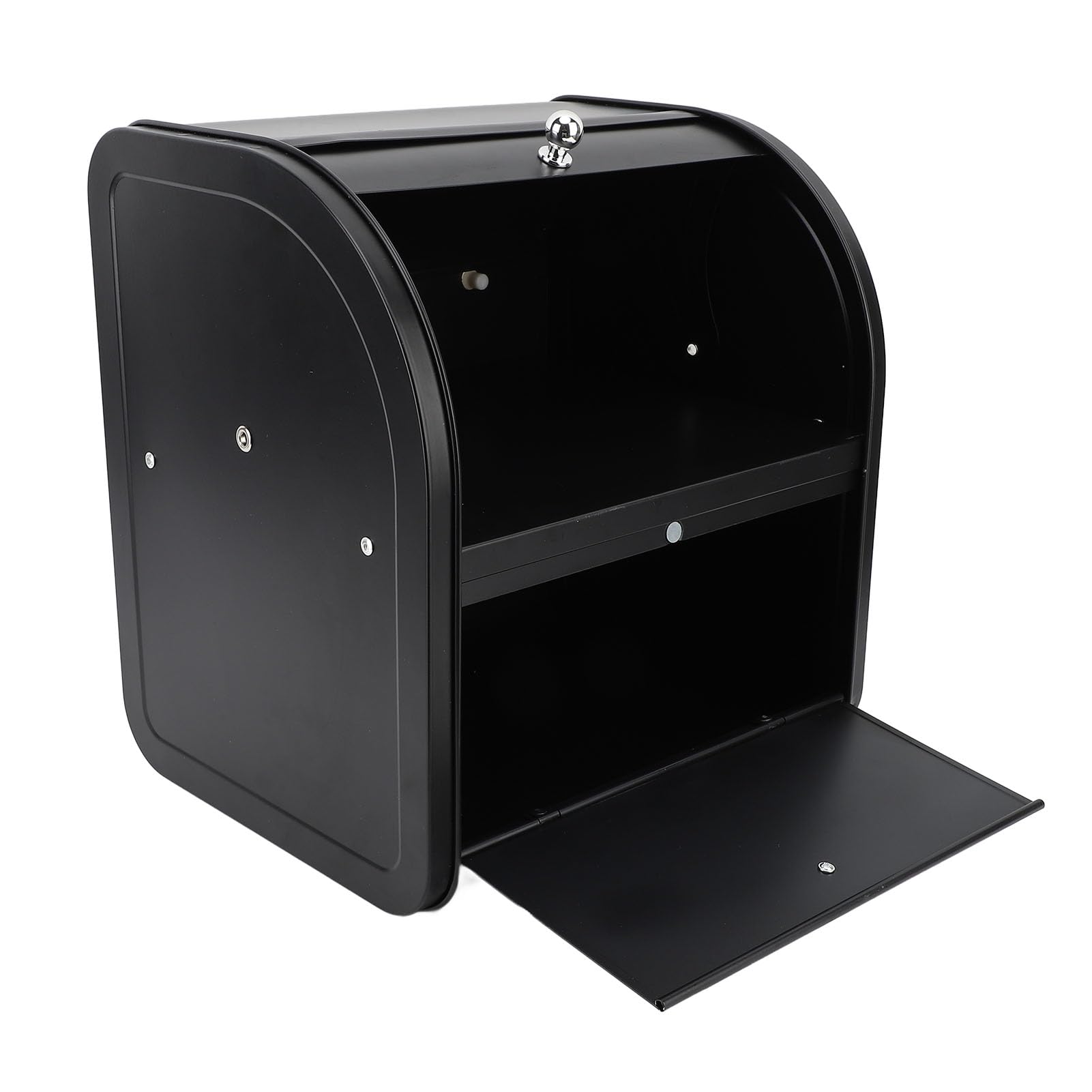 RiToEasysports Doppelschichtiger Brotkasten aus Kohlenstoffstahl, Brotaufbewahrungsbehälter für Küchentheke und Büroorganisation (Flip Top Double Layer Schwarz)