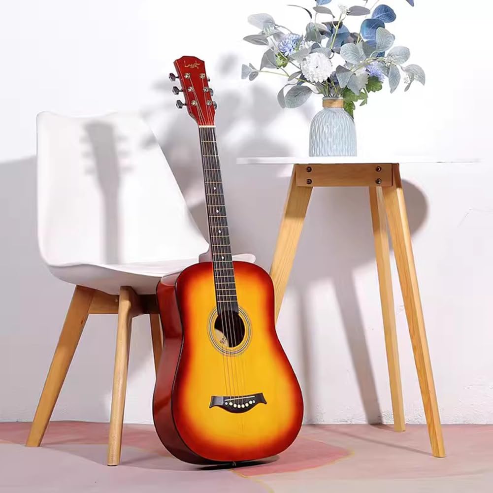 Zestaw do gitary akustycznej dla początkujących, instrument drewniany z pełnym zestawem akcesoriów, przenośna gitara podróżna, czarna, 100 cm