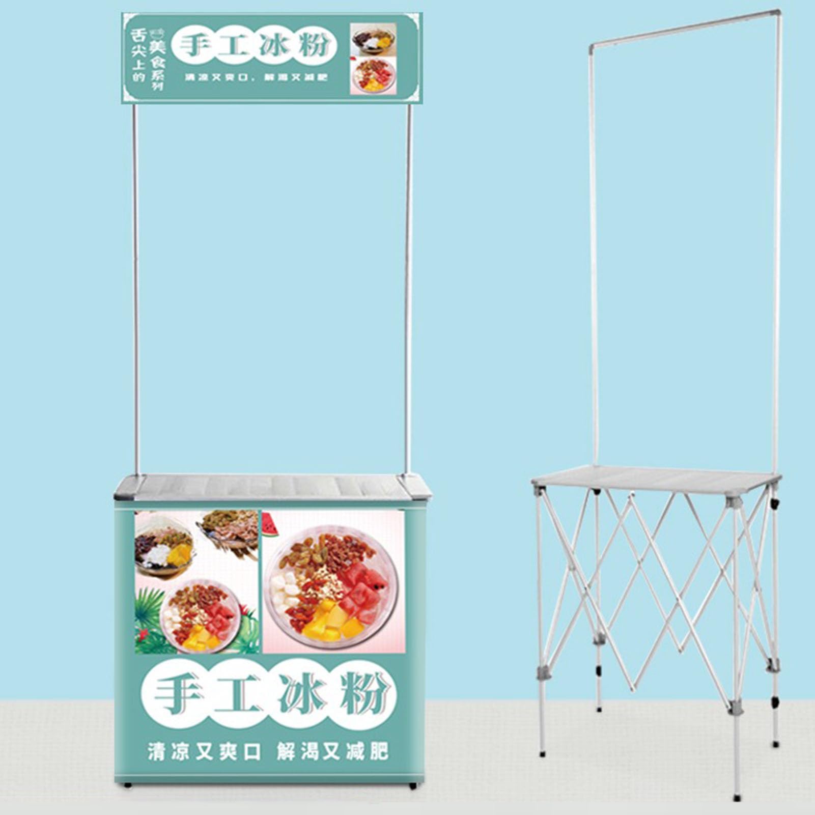 Mobiler tragbarer Werbe-Tisch – Supermarkt-Probierkabine, Kiosk, Messeständer, Empfangs-Event-Schreibtisch, Werbung, Podiumtisch für Ausstellungen und Werbeaktionen