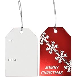 Gift Boutique 120 Elegant Christmas Gift Tags with Ribbon Tie Strings Attached 10 Designs Personalized Name Tag Labels Write On to & from for Gift Bags Wrapping Presents & Packages