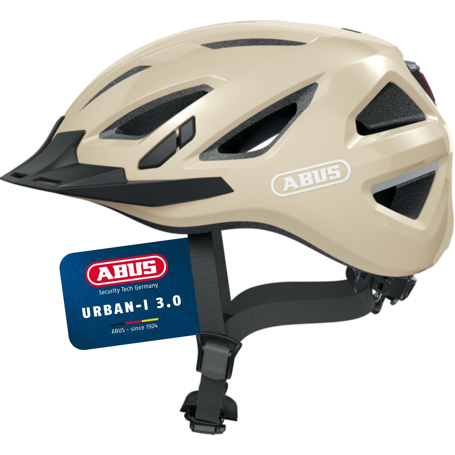 ABUS Stadthelm Urban-I 3.0 - Fahrradhelm mit Rücklicht, Schirm und Magnetverschluss