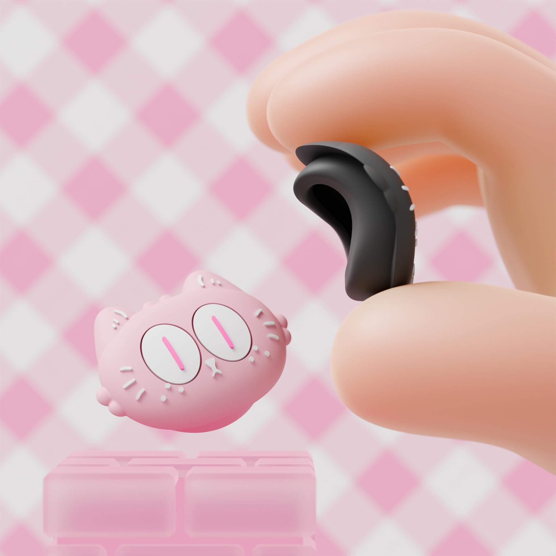 PlayVital 4 Piezas de Agarres para el Pulgar para Nintendo Switch 2 2025, Kawaii Tapas de Silicona para Joysticks de Joycon, Protector para Joystick, Accesorios para Switch 2 (Gato Lunar)