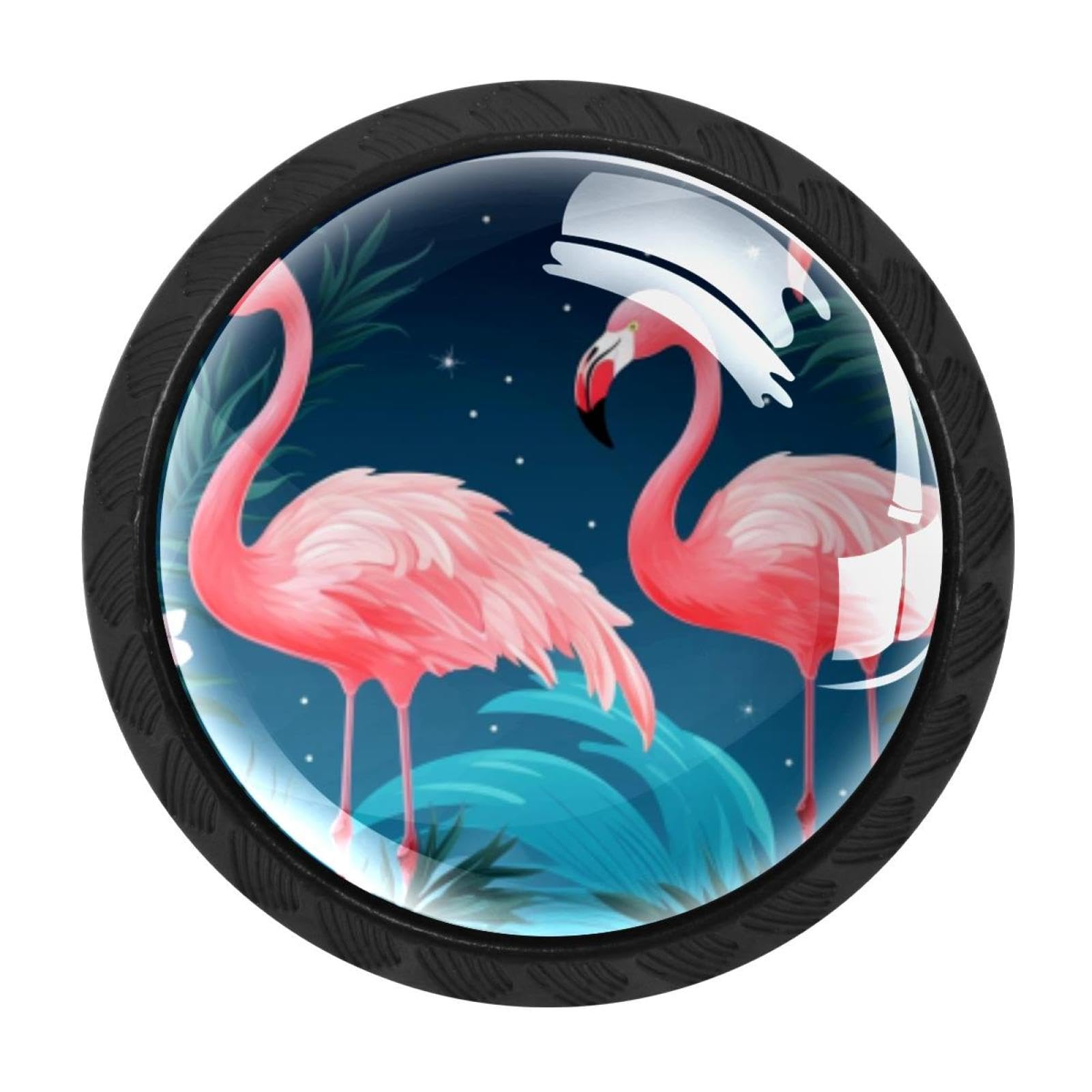 Chenzzzz Multicolored 06 Flamingo Rainforest Drawer Knobs Pull Handles 4 Pcs Glass Cabinet Drawer Pulls For Home Kitchen Office Cabinet Cupboard