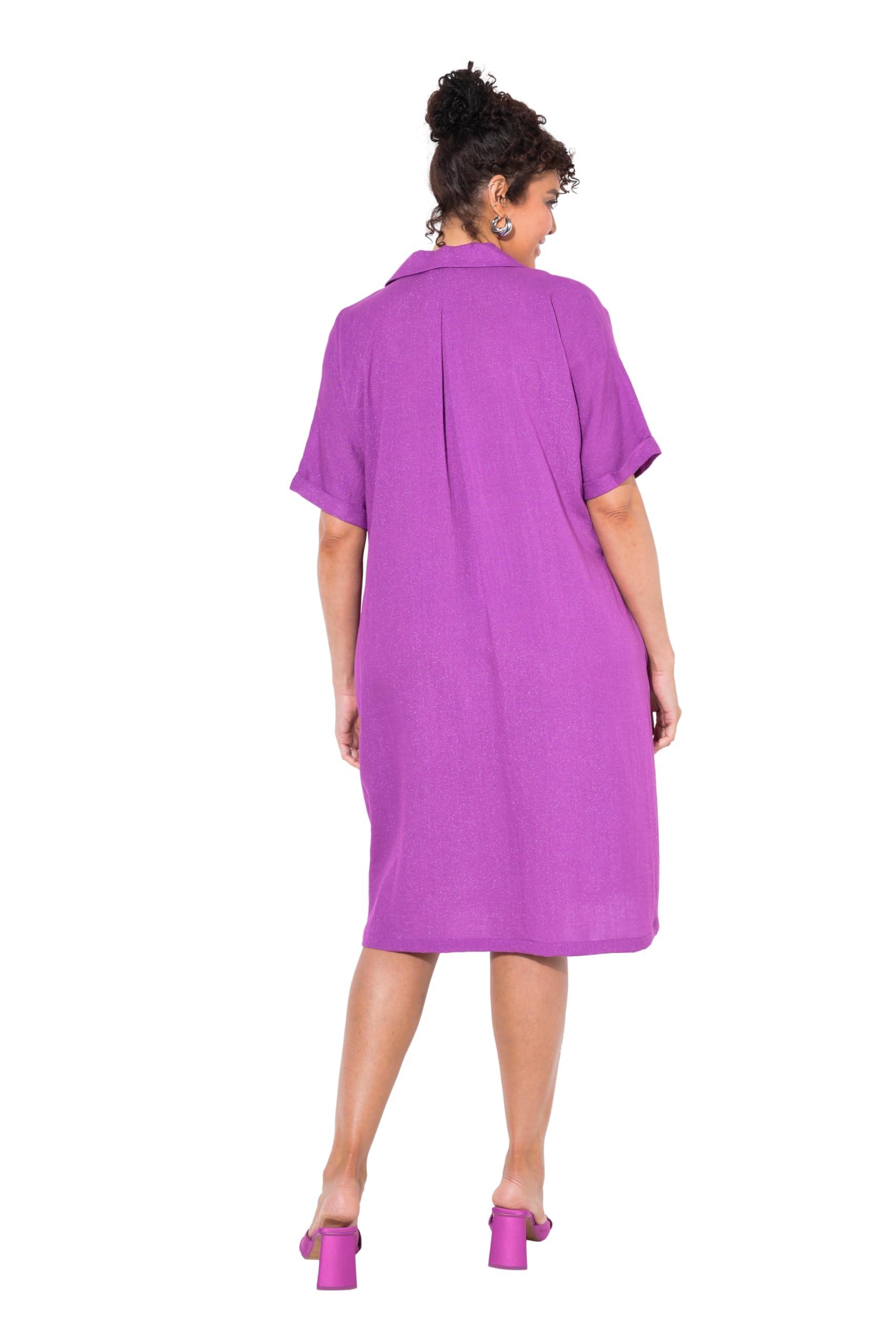 Ulla Popken Minikleid, Oversized, Hemdkragen, V-Ausschnitt, Halbarm Abito Casual con Colletto Donna (Pacco da 1)
