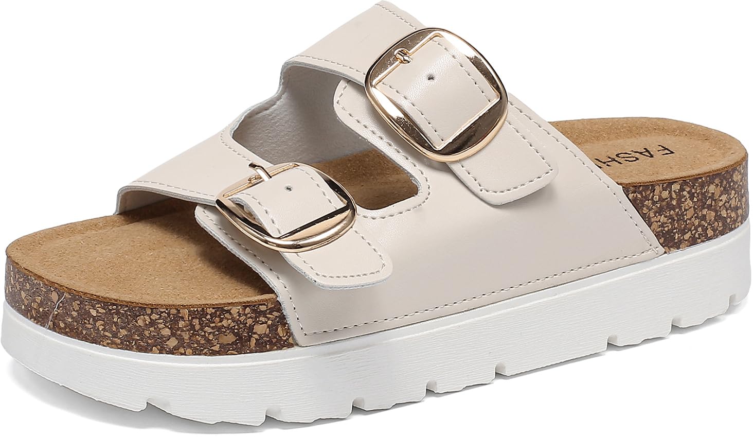 Sowdus Pantoletten Sandalen Damen mit Kork-Fußbett Verstellbarer Riemen Plateau Schlappen, Rutschfester Dicken Sohle Lässige Latschen Sommer Bequeme Hausschuhe Clogs für Alltag Freizeit