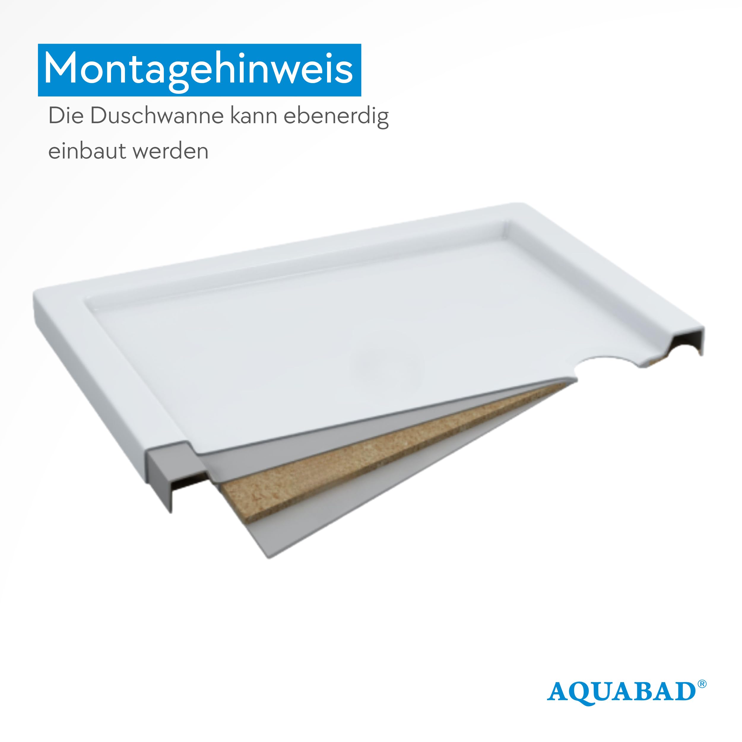 AQUABAD Duschwanne/Duschtasse | Basic Smooth White 90x90cm Fünfeck