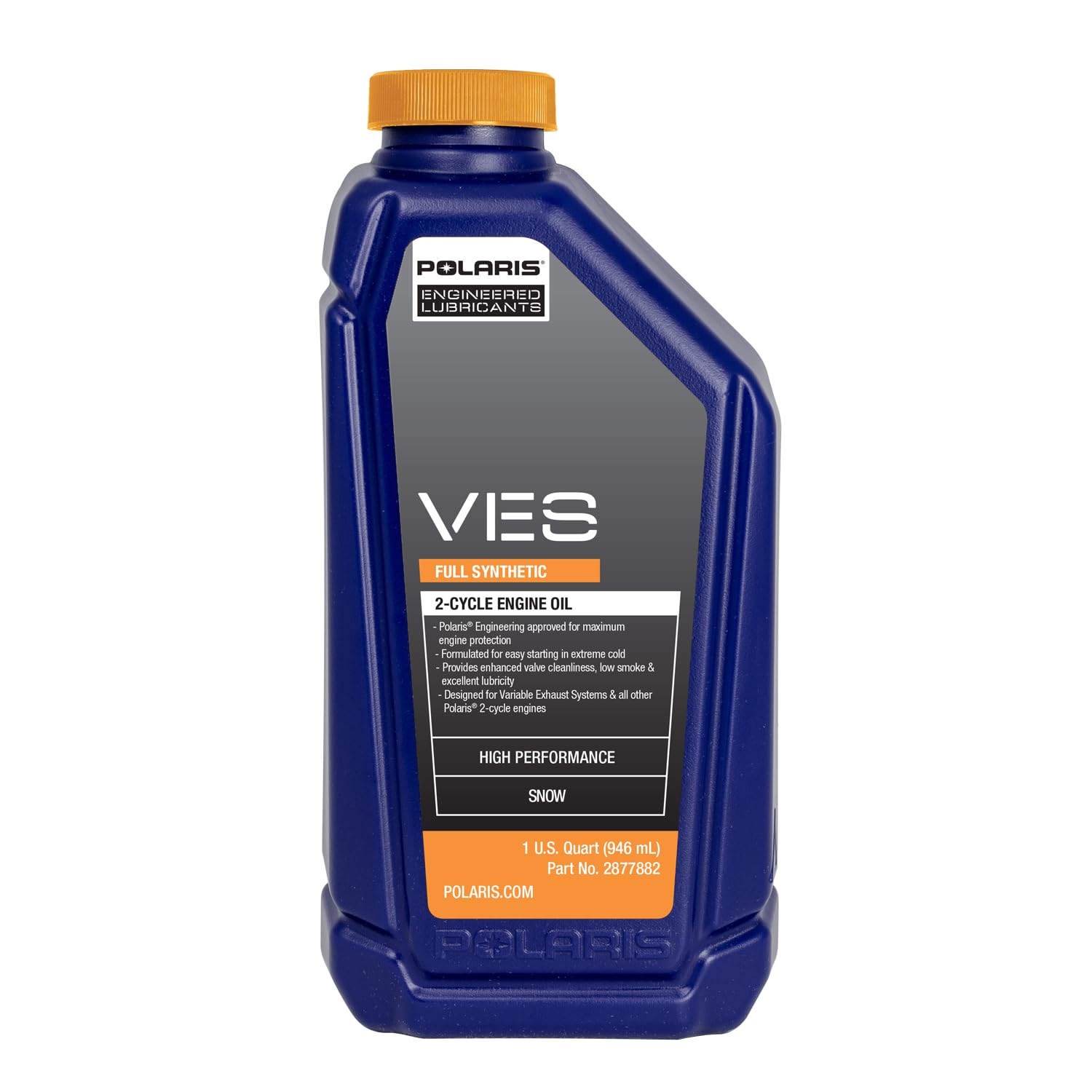 Polaris OEM Snowmobile VES Full Synthetic 2-Cycle Oil, For 2-Stroke Snowmobiles, 1 Quart, Synthetic, Specific for Patriot Boost, Patriot 9R INDY XCR, 550 Voyageur, 550 Indy - Part 2877882