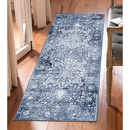 Beeiva Medallion Washable Kitchen Runner Rugs, 2X6 Blue Carpet Runners For Hallways Rug For Kitchen Bedroom Bathroom, Vintage Distressed Non Slip Laundry Room Rugs For Entryway Runner #TOP5