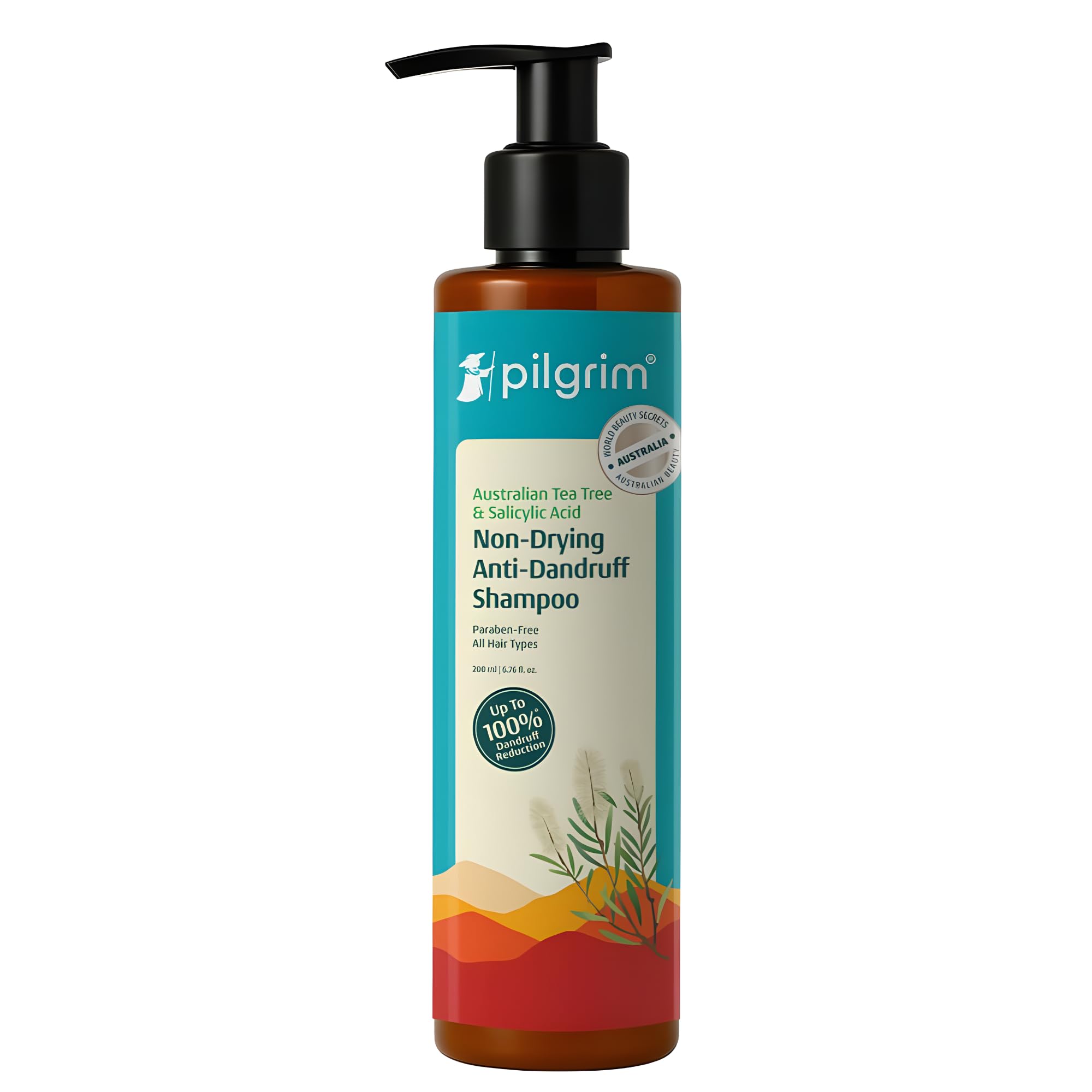 Pilgrim Australian Tea Tree Non-Drying Anti-Dandruff Shampoo 200 ml | Removes Dandruff from Source | Helps with Itching, Irritation | Strong & Smooth Hair | For Men & Women |