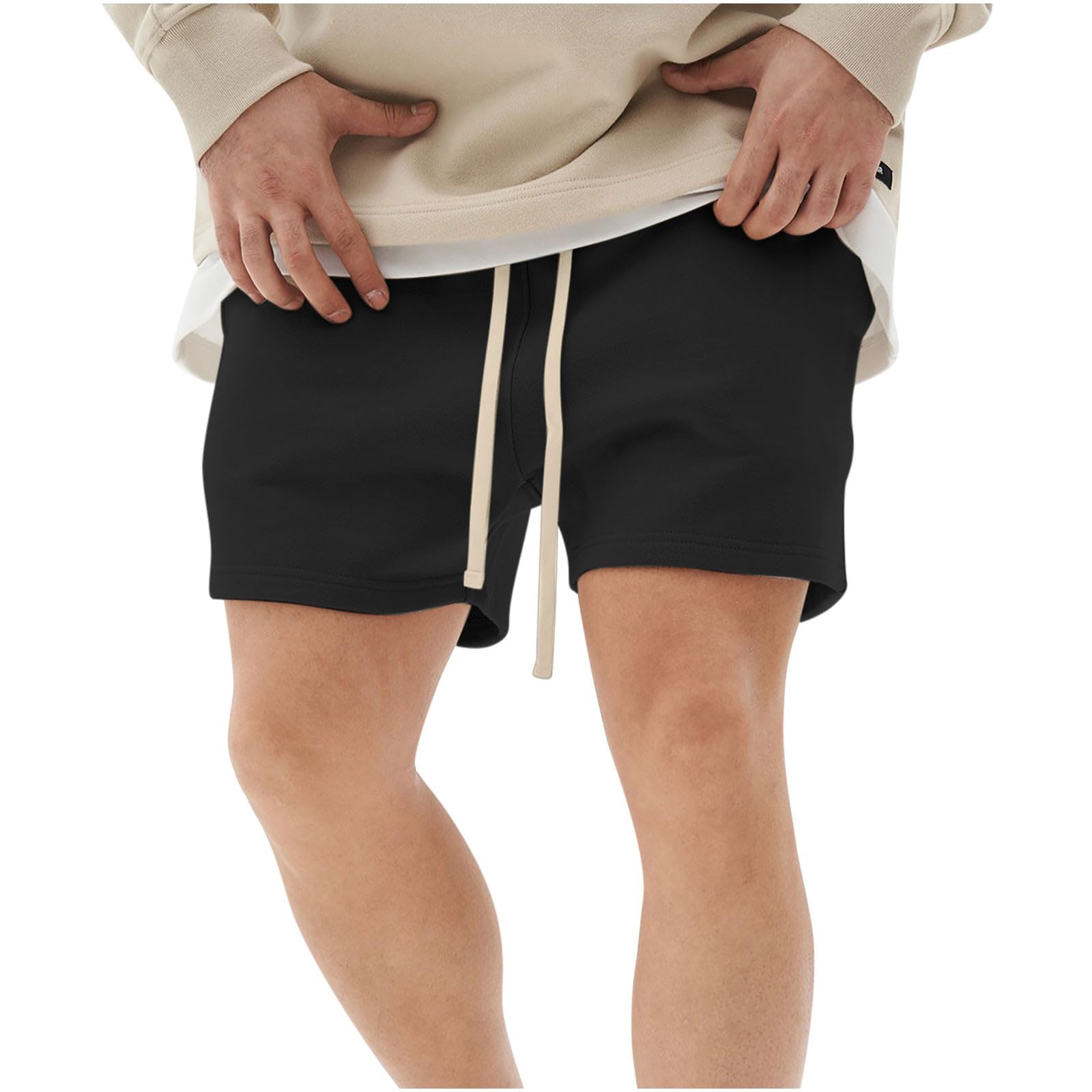 Mens Gym Athletic Shorts Summer Casual Drawstring Elastic Waist Running Sweat Shorts with Pockets