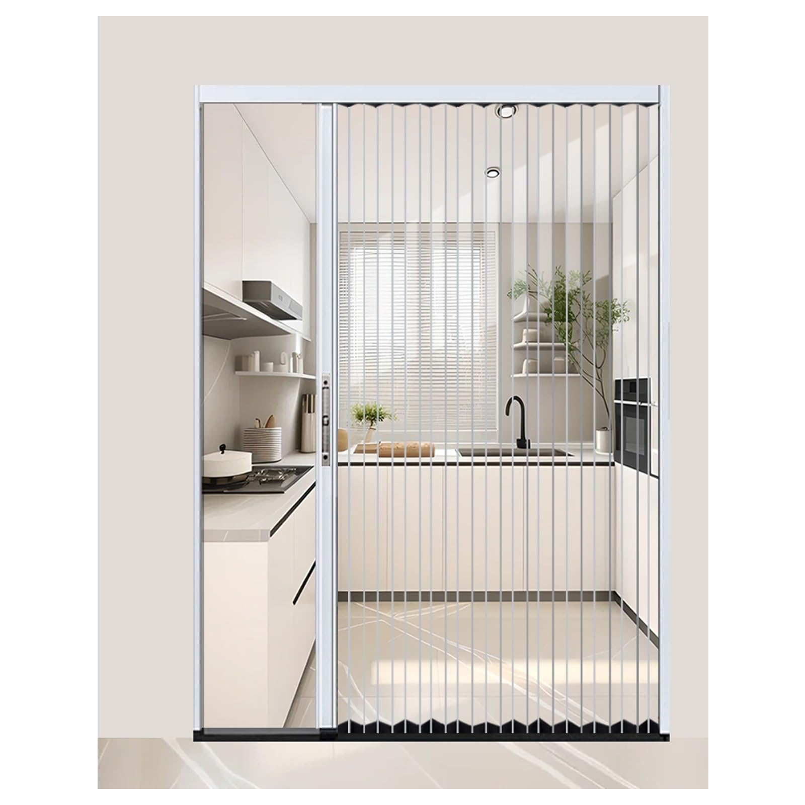 Porte a Libro Porte A Soffietto Pieghevoli in Vetro Acrilico, Porta dell'Armadio Bianca Serratura, Cancelletto per Dispensa per Piccola Tenda da Doccia(66''x85''(167x216cm))