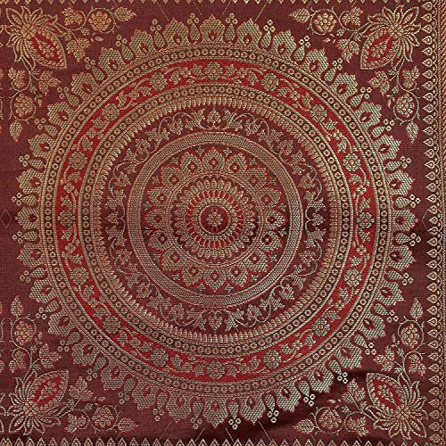 Image of Diwali Decor Brocade Jacquard Silk Table Runner Long Runner for Dinning & Centre Table Mandala Print 72 x 16 Inches (Coffee Brown)