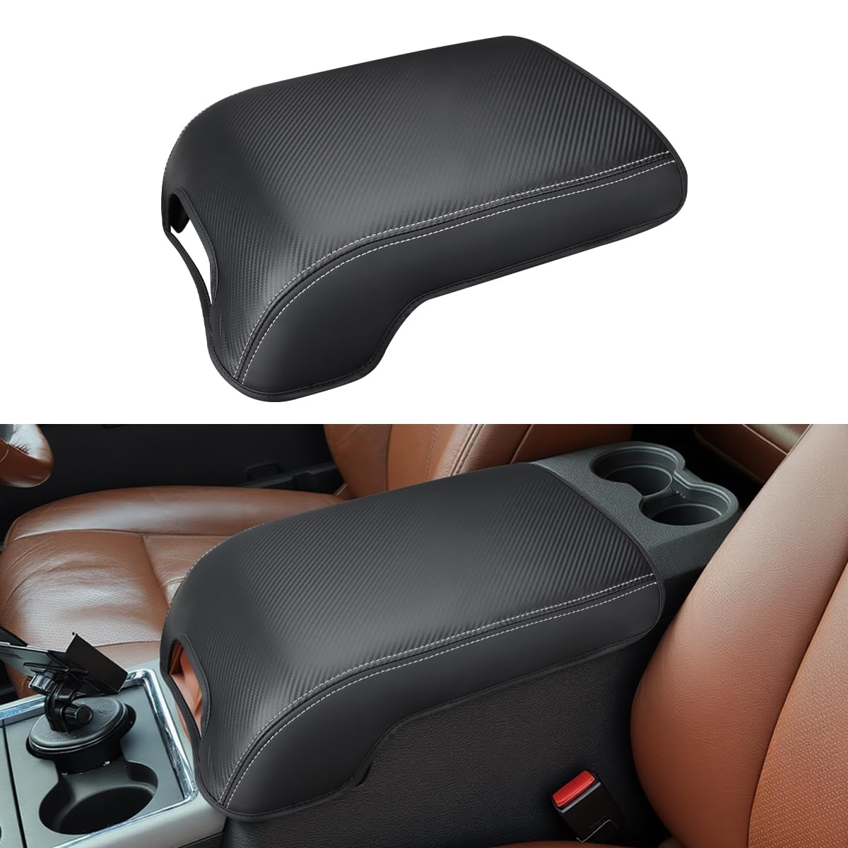 INTGET Center Console Cover for Ford F250 F350 F450 F550 2011 2012 2013 2014 2015 2016 Super Duty Accessories for F-250 F-350 F-450 F-550 Car Interior Armrest Arm Rest Cushion Lid Pad