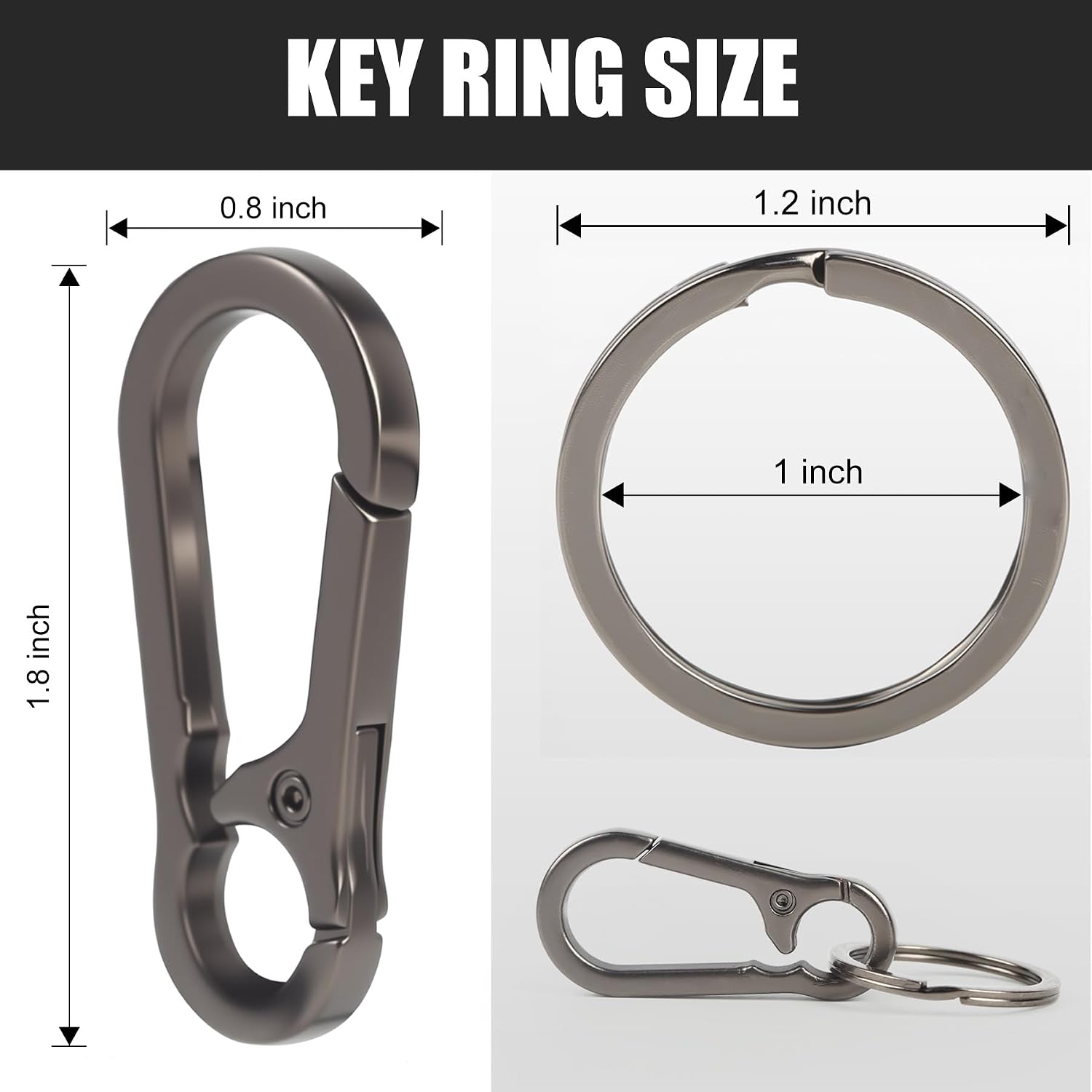 4Pcs Keychain for Car Keys, Metal Key Chain Carabiner for Keys, Key Chain Holder Clip Key Organizer Key Ring