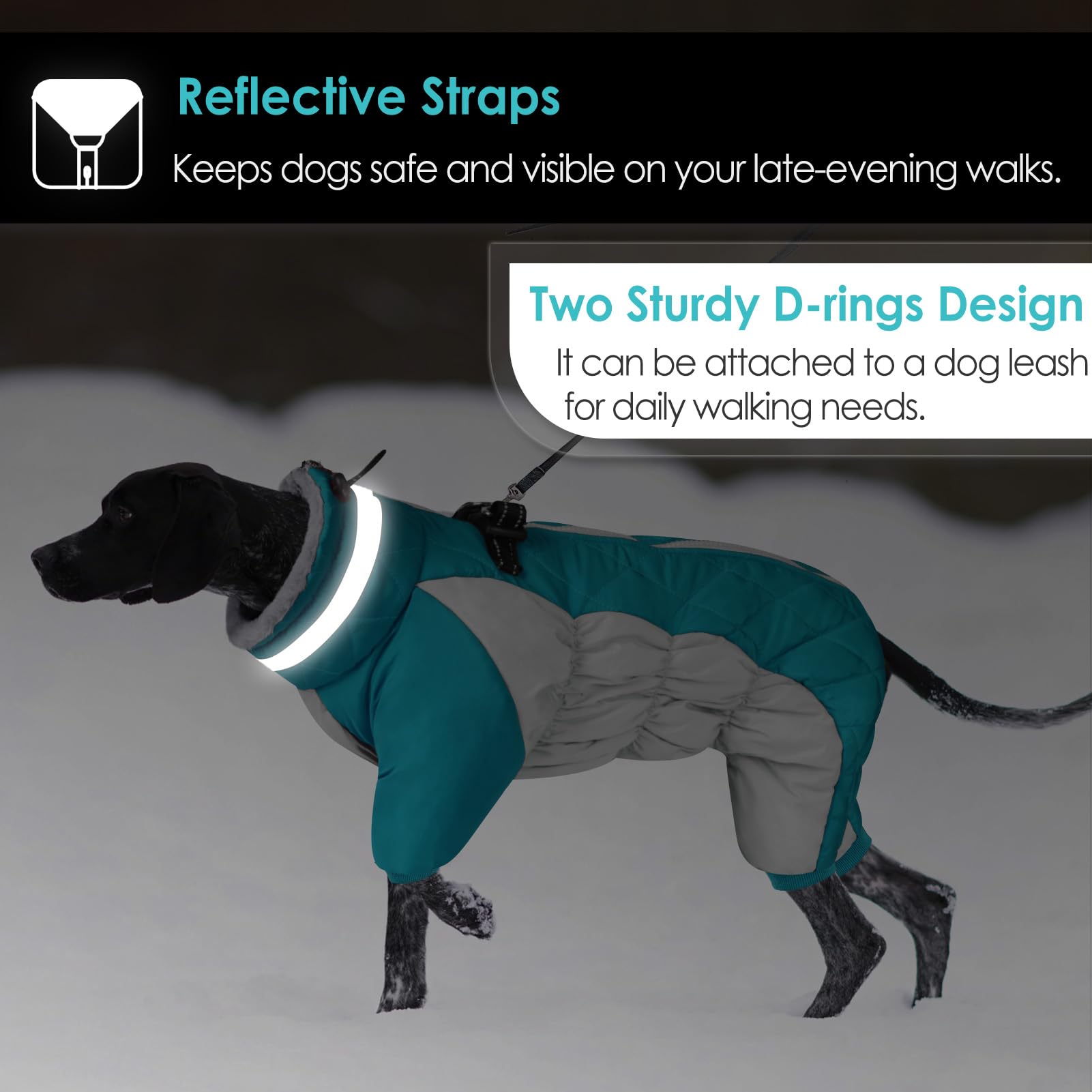 AOFITEE Fullbody - Abrigo de Forro Polar cálido para Perro, Abrigo de Invierno Resistente al Viento con arnés Integrado, Chaqueta de Nieve Reflectante para Perro, Traje de Nieve, Abrigo Acolchado de