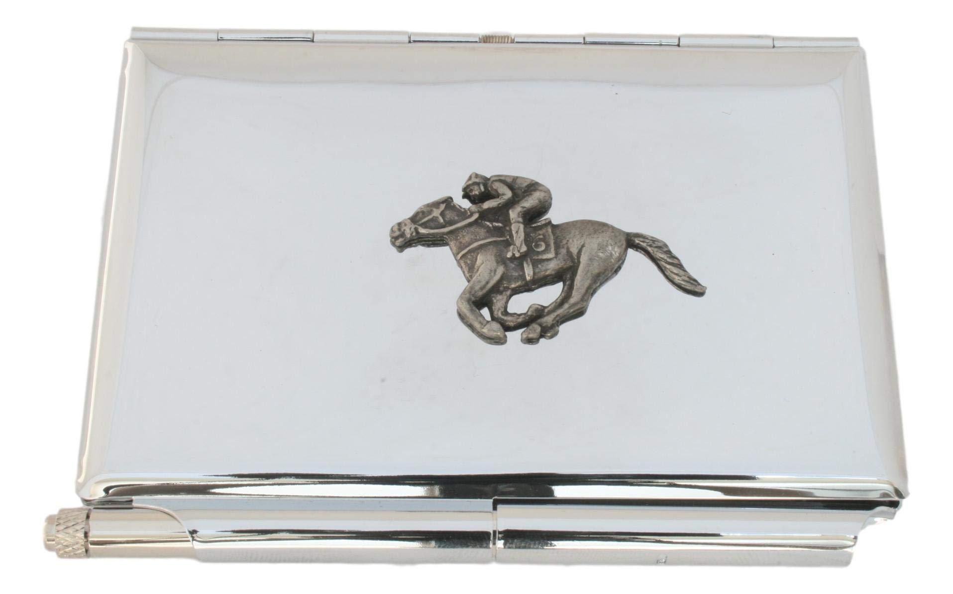 Horse Racing Metal Notepad Memo Card Holder & Pen Set Free Engraving Gift 187