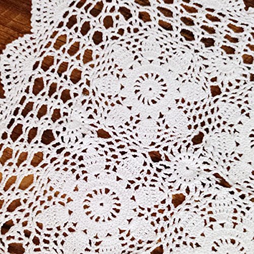 Laivigo Handmade Crochet Cotton Lace Tablecloth Placemats Doilies Doily Square,19 Inch,White #TOP1