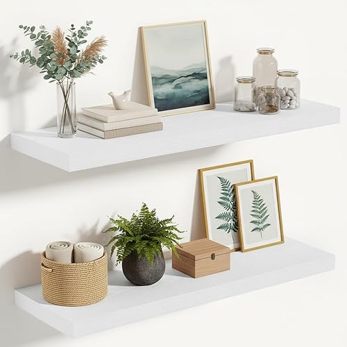 Miniatura 18 de Vivelove Estantes flotantes para montar en la pared, estante de 16 pulgadas para baño pequeño, dormitorio, sala de estar, cocina, decoración moderna