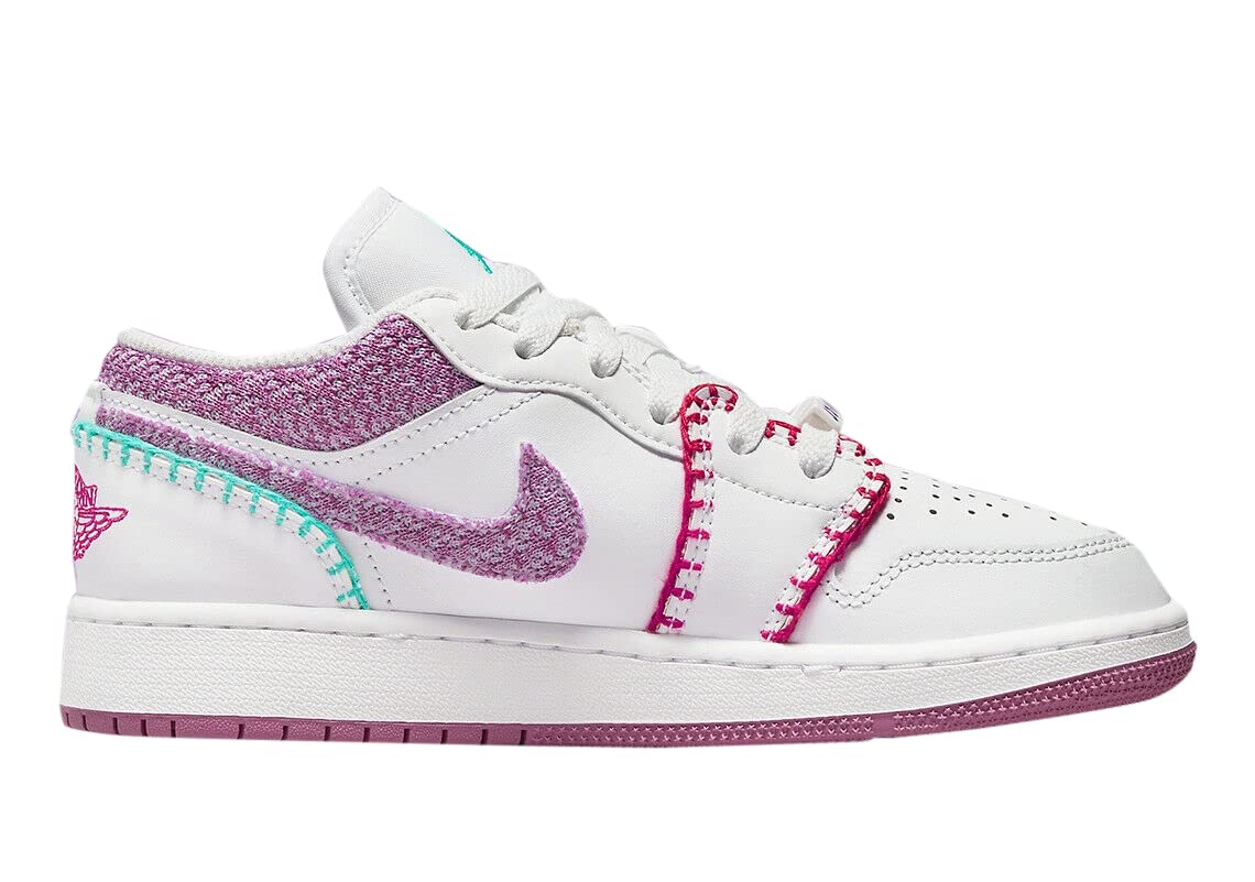 Jordan Youth 1 Low DM9037 100 White Light Bordeuax - Size 6.5Y