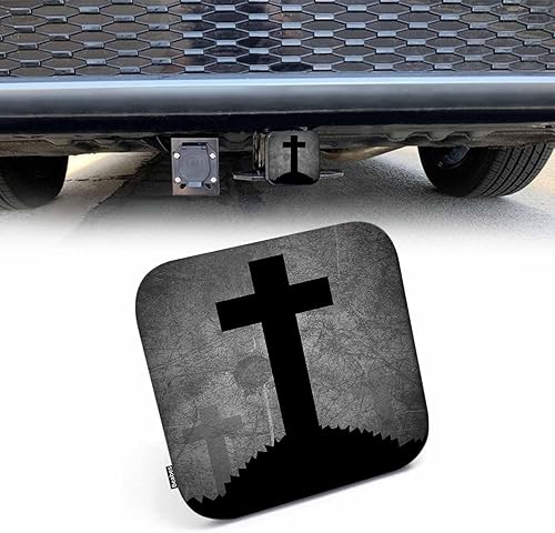 Beabes Christian Cross - Cubiertas de enganche trasero para automóvil, diseño de grunge, diseño de lápida cruzada, cuadrada, para remolque,