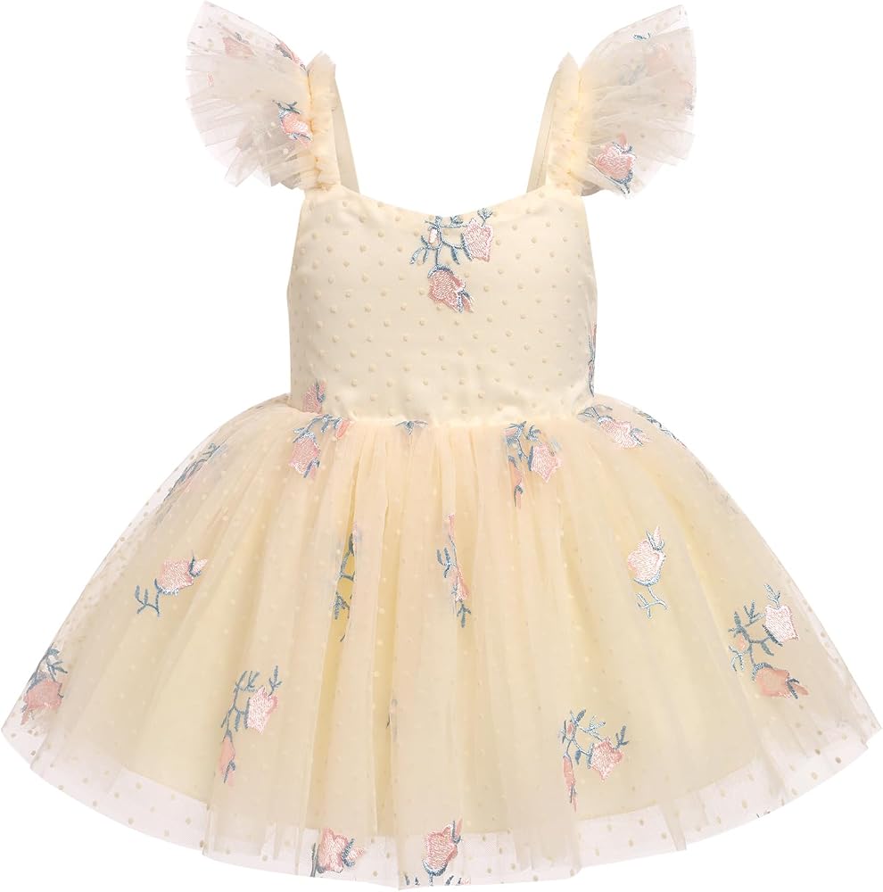 Amazon.com: IDOPIP Baby Girls Embroidery Floral Tutu Dress Summer  Sleeveless Smocked Backless Princess Birthday Party Dresses Toddler Girl  First Communion Pageant Flower Sundress Champagne