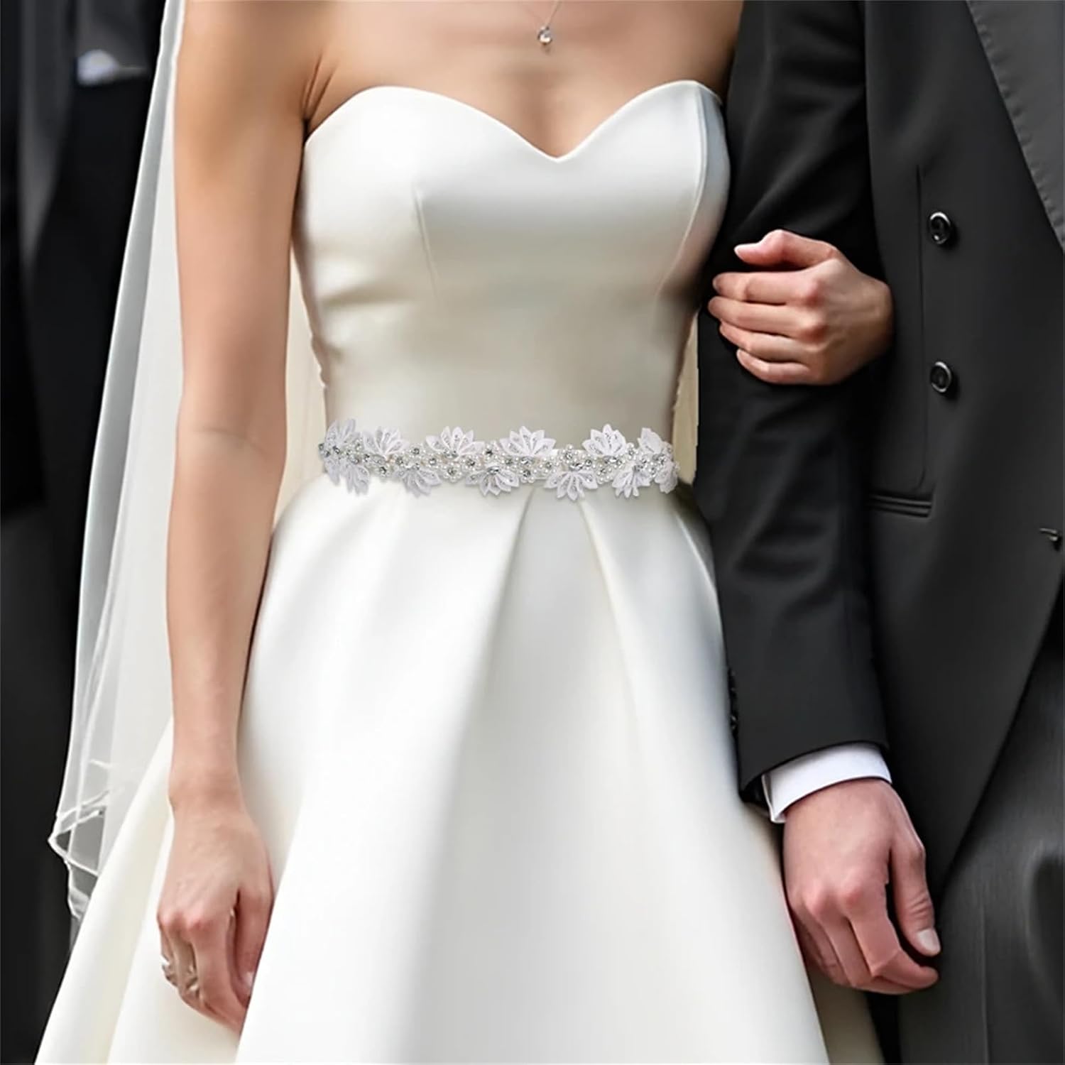 Women’S Bohemian Style Wedding Belt With Rhinestone Pearl Flower Applique Handmade Bridal Sash For Party Dresses