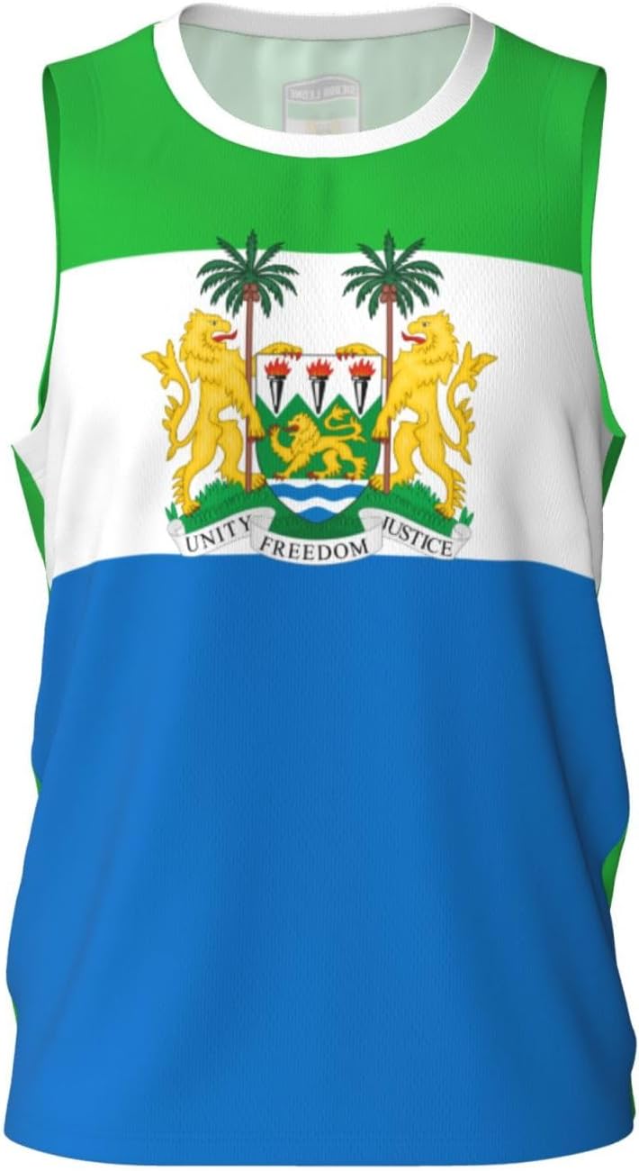 Sierra Leone Flag Basketball Jersey Sports Jerseys for Men Running Fitness Training Sleeveless T Shirt