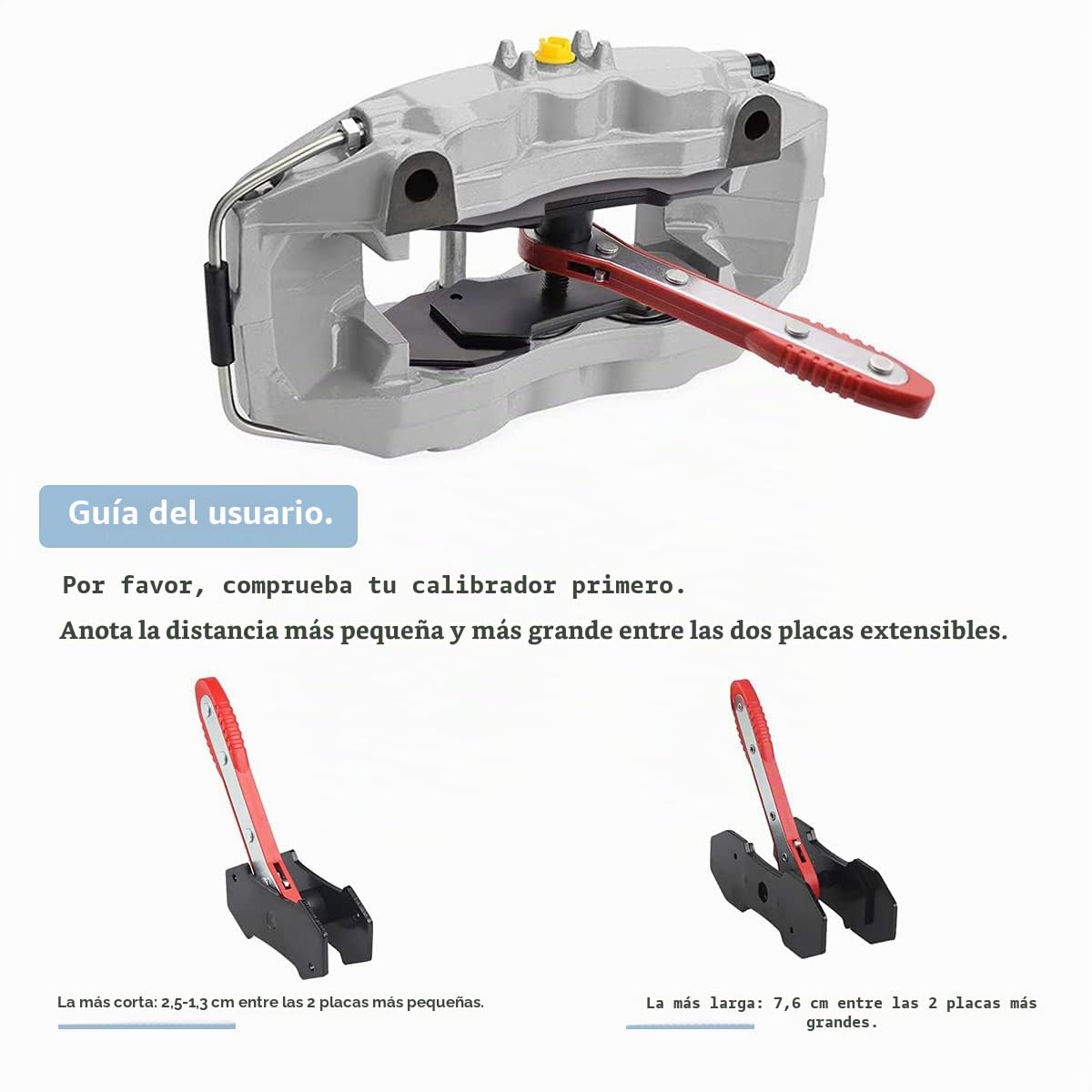 Herramienta de pinza de freno, giro de 360°, reposicionador de pistón de freno, herramienta de restablecimiento de pistón de freno, herramienta de freno, herramienta de trinquete para frenos