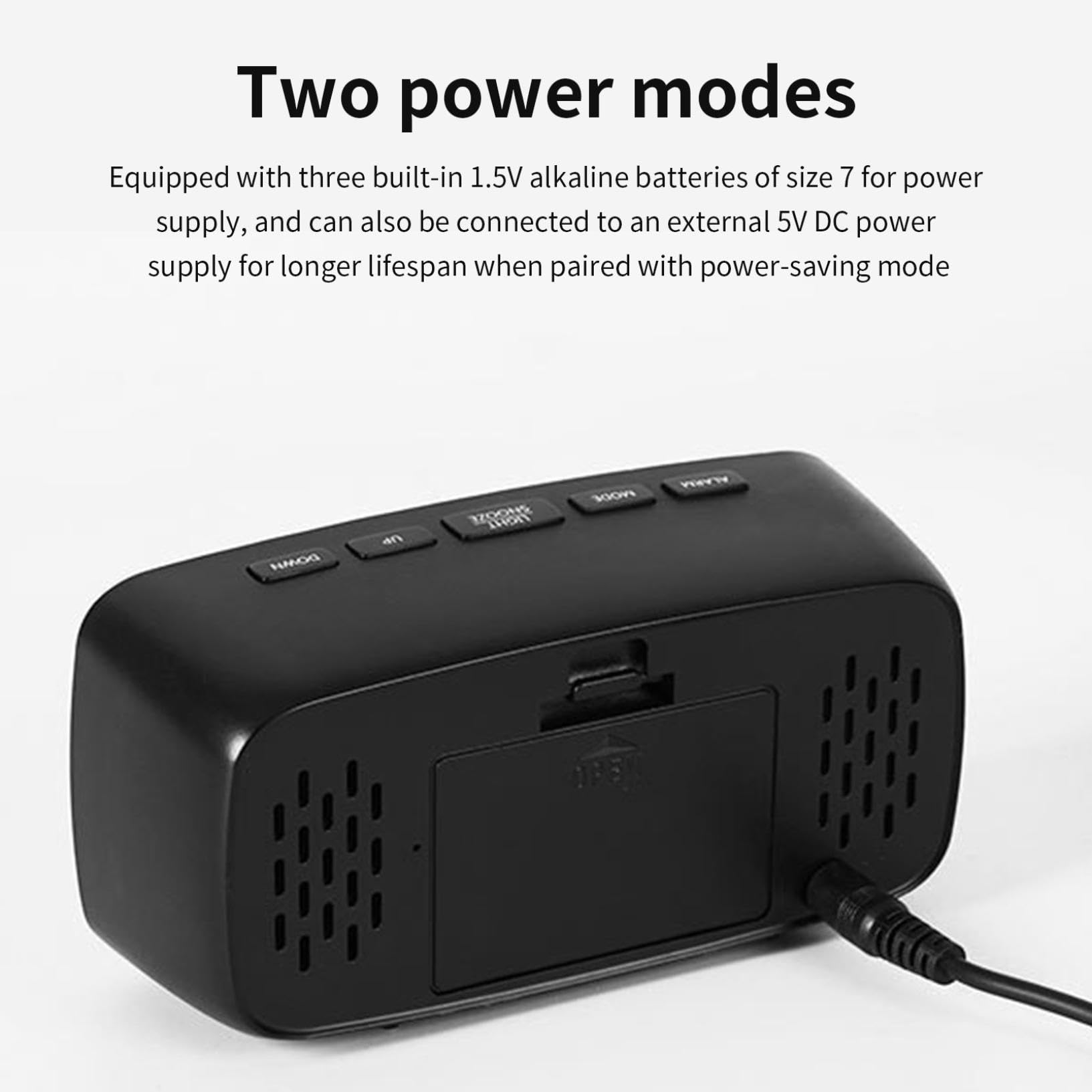 Reloj despertador digital para dormitorio, pantalla LED grande, caja negra, reloj eléctrico inteligente, formato 12/24h, modo de repetición, despertador inteligente de voz, reloj de mesita de noche
