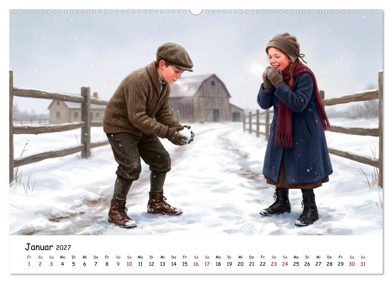 Zwischen Feld und Hof - Landleben vor über hundert Jahren (hochwertiger Premium Wandkalender 2027 DIN A2 quer), Kunstdruck in Hochglanz: Arbeit, Ruhe ... im frühen 20. Jahrhundert. (CALVENDO Kunst)