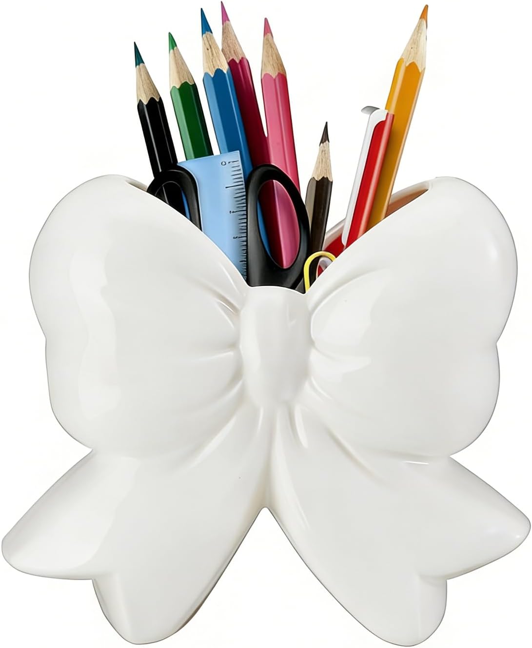 Bow Pen Holder for Desk, Coquette Ceramic Pencil Organizer Makeup Brush Holders with Bow, School Supplies Cute Office Decor, Back to School Accessories for Teachers Appreaction Gift for Women(white) Bow Pen Holder for Desk, Coquette Ceramic Pencil Organizer Makeup Brush Holders with Bow, School Supplies Cute Office Decor, Back to School Accessories for Teachers Appreaction Gift for Women(white)