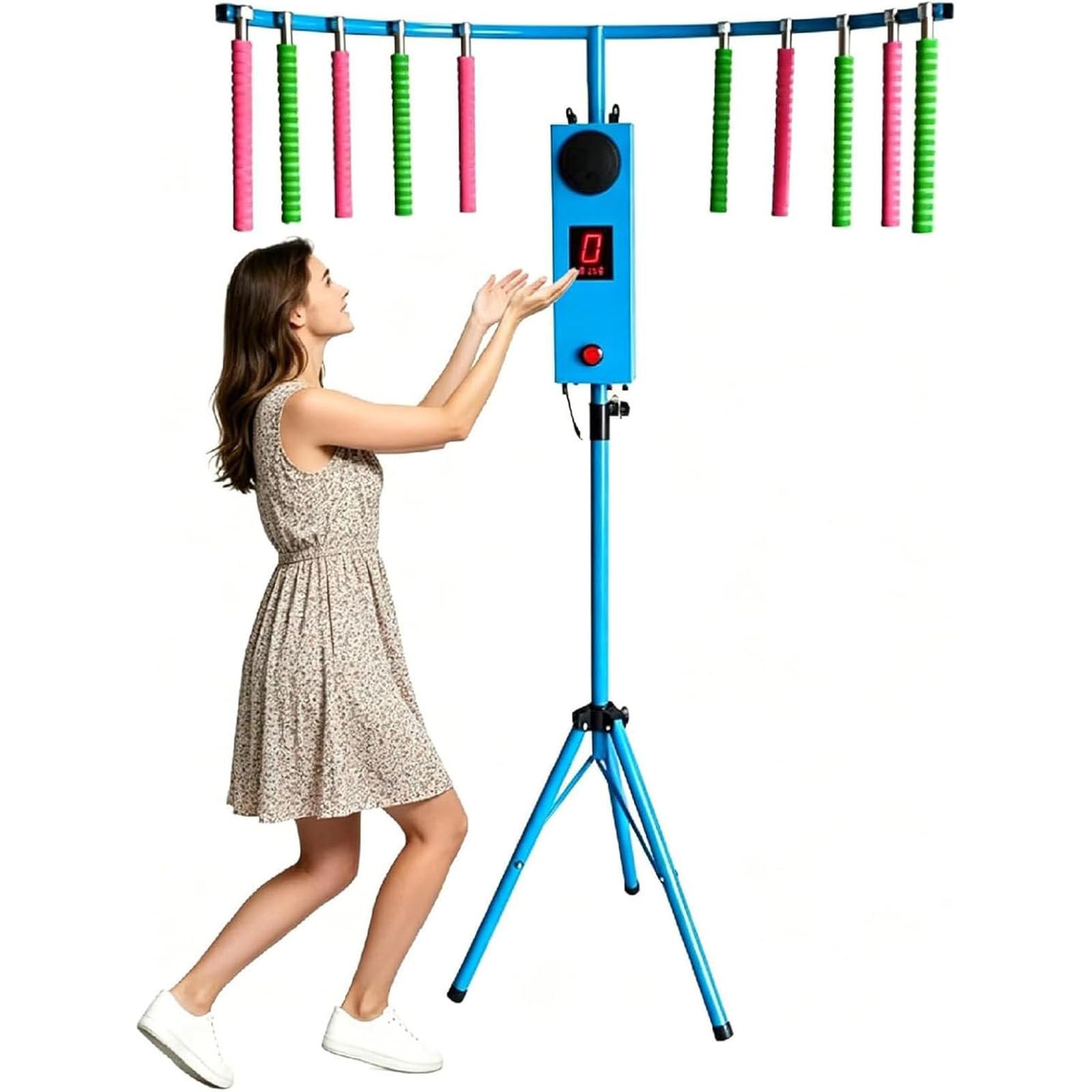 LJCSSD Catch Stick Arcade Machine – LED reaction tester with height-adjustable stand, ideal for party rentals, amusement parks and bars – improves hand-eye coordination Blue