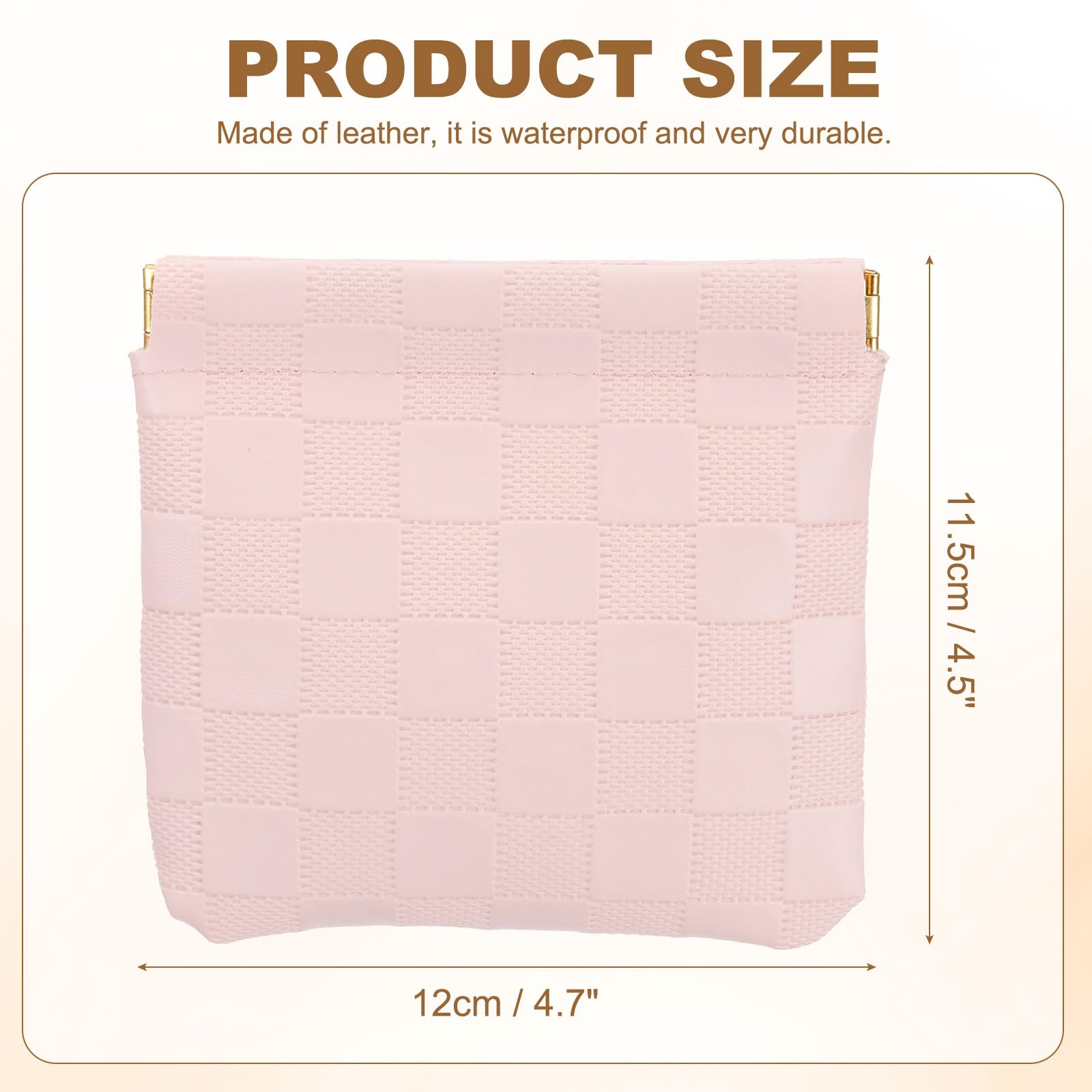 PATIKIL Small Snap Closure Pouches for Purse 4.5"x4.7" Mini Waterproof Leather Checkered Makeup Bag Portable No Zipper Self-Closing Travel Pocket Organizer Pouch Cosmetic Bag - Image 2