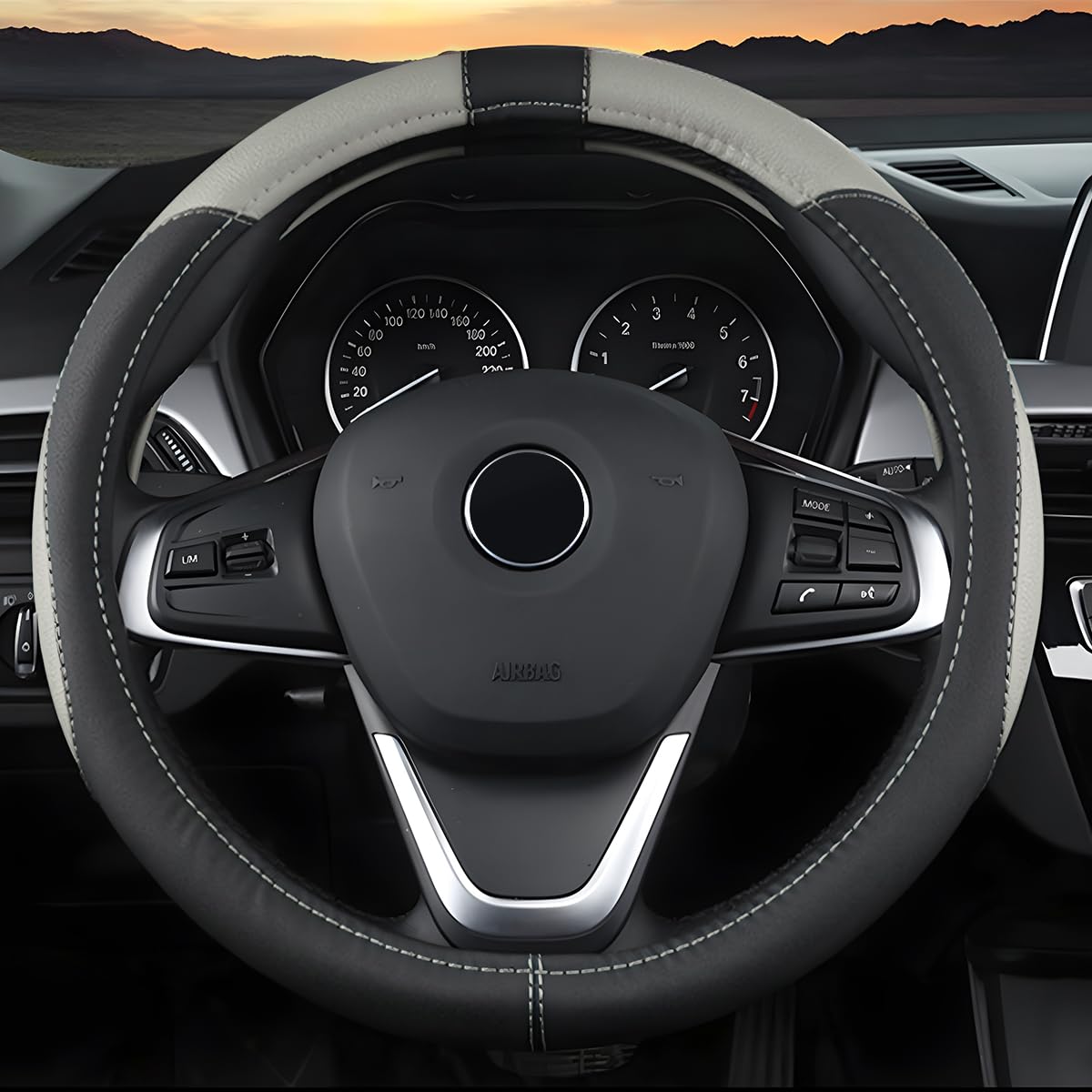 Coprivolante In Pelle Microfibra Per Auto - Universale, Antiscivolo, Diametro 37-38cm - Foto 5