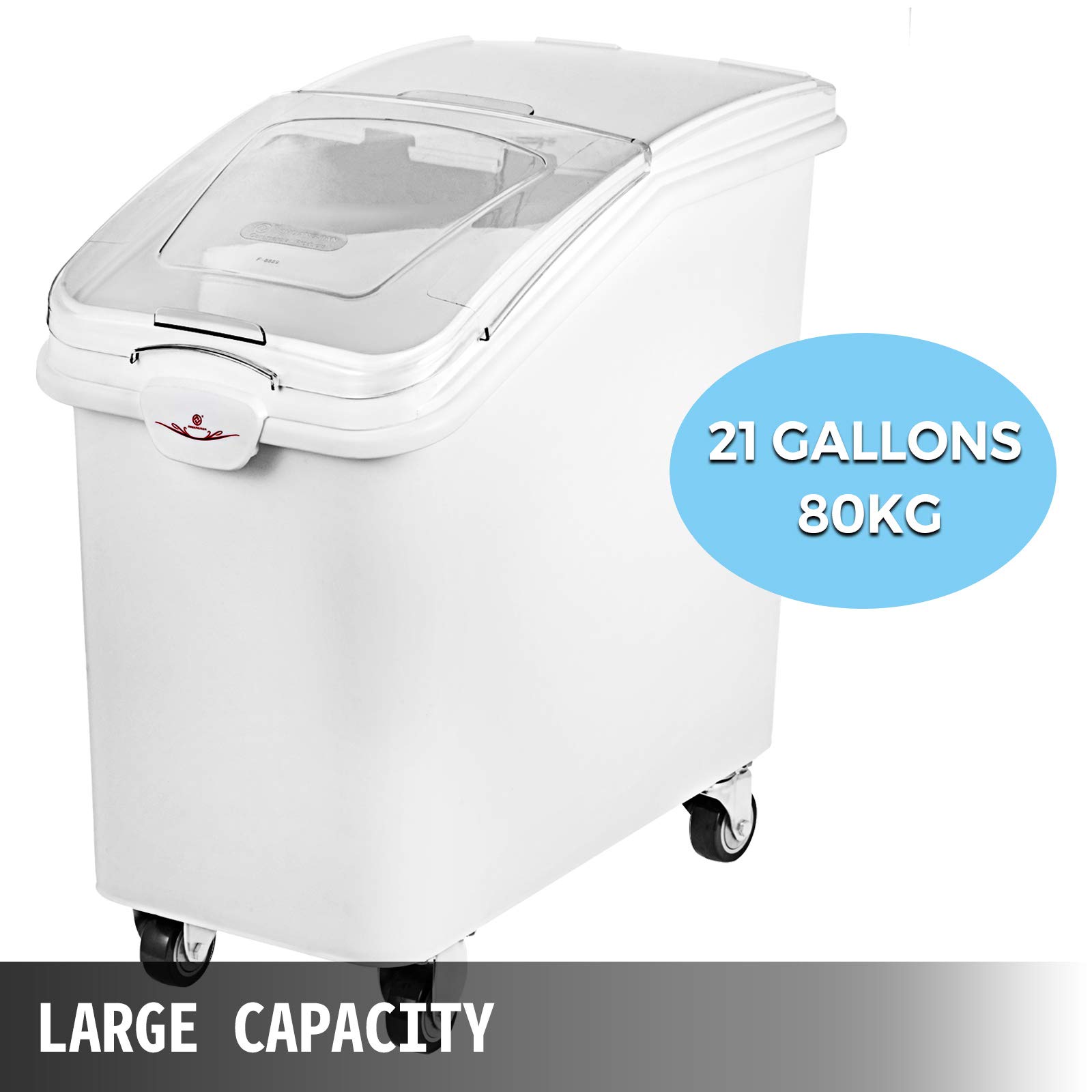 Mophorn 21 Gallon Ingredient Bin with Scoop 400 Cup Ingredient Bin with Sliding Lid Commercial Food Storage for Kitchen