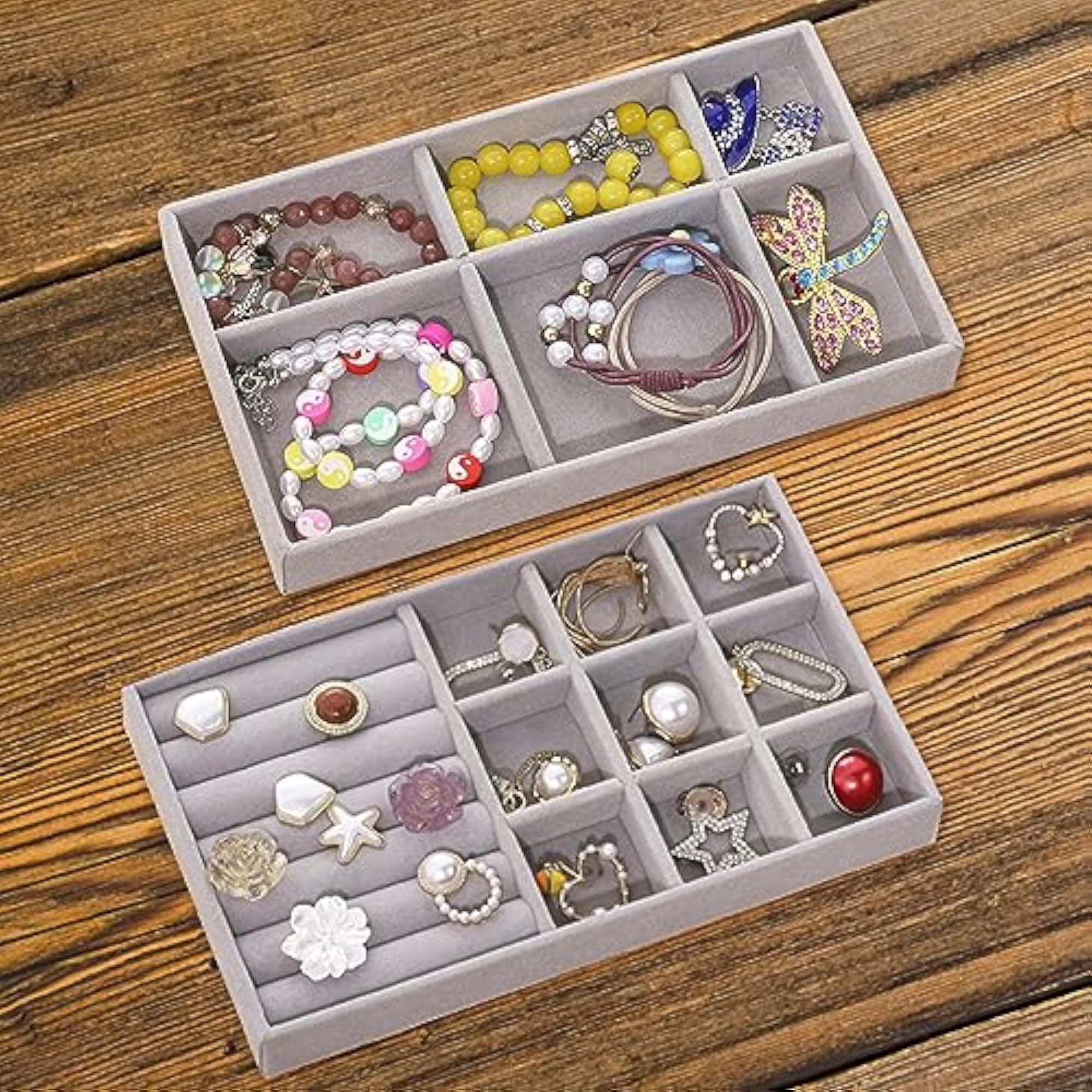 2 PCS Jewellery Drawer Organiser Tray Set for Storage