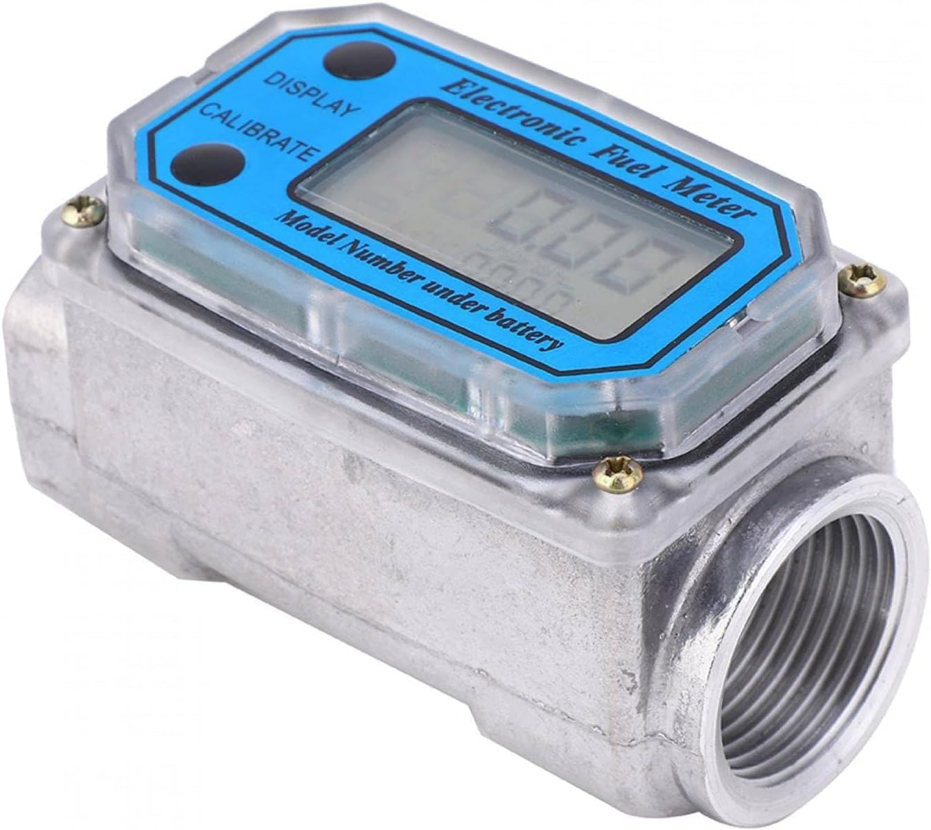 Digitaler Turbinen Durchflussmesser, Mini Kraftstoff Durchflussmesser 15-120L/Min 1" NPT Gewinde, Fuel Peak Flow Meter mit Digital LCD Display, Kerosin Benzin Kraftstoffzähler für Diesell/Kraftstoff